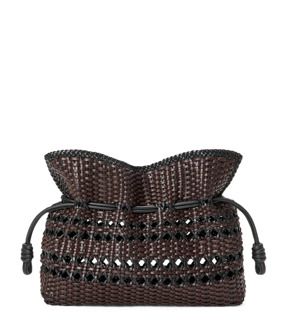Leather Woven Flamenco Clutch Bag