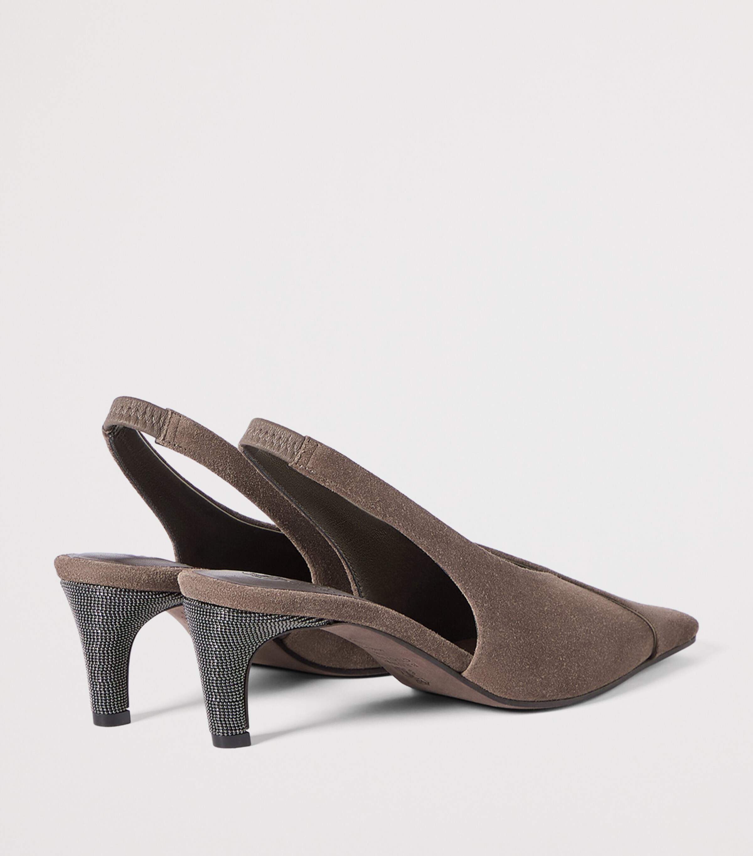 Brunello Cucinelli Womens Suede Monili Slingback Pumps 70 Image 5