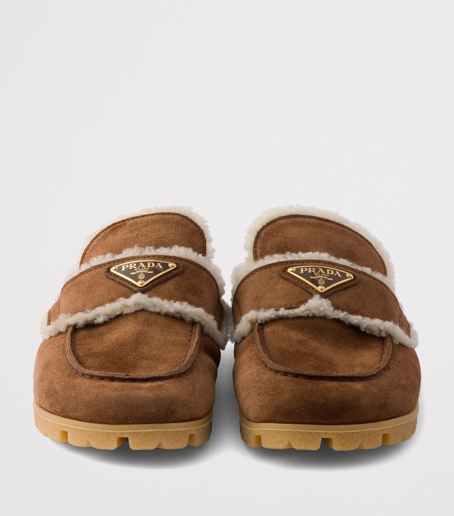 Suede Shearling-Lined Mules F0324 Image 5
