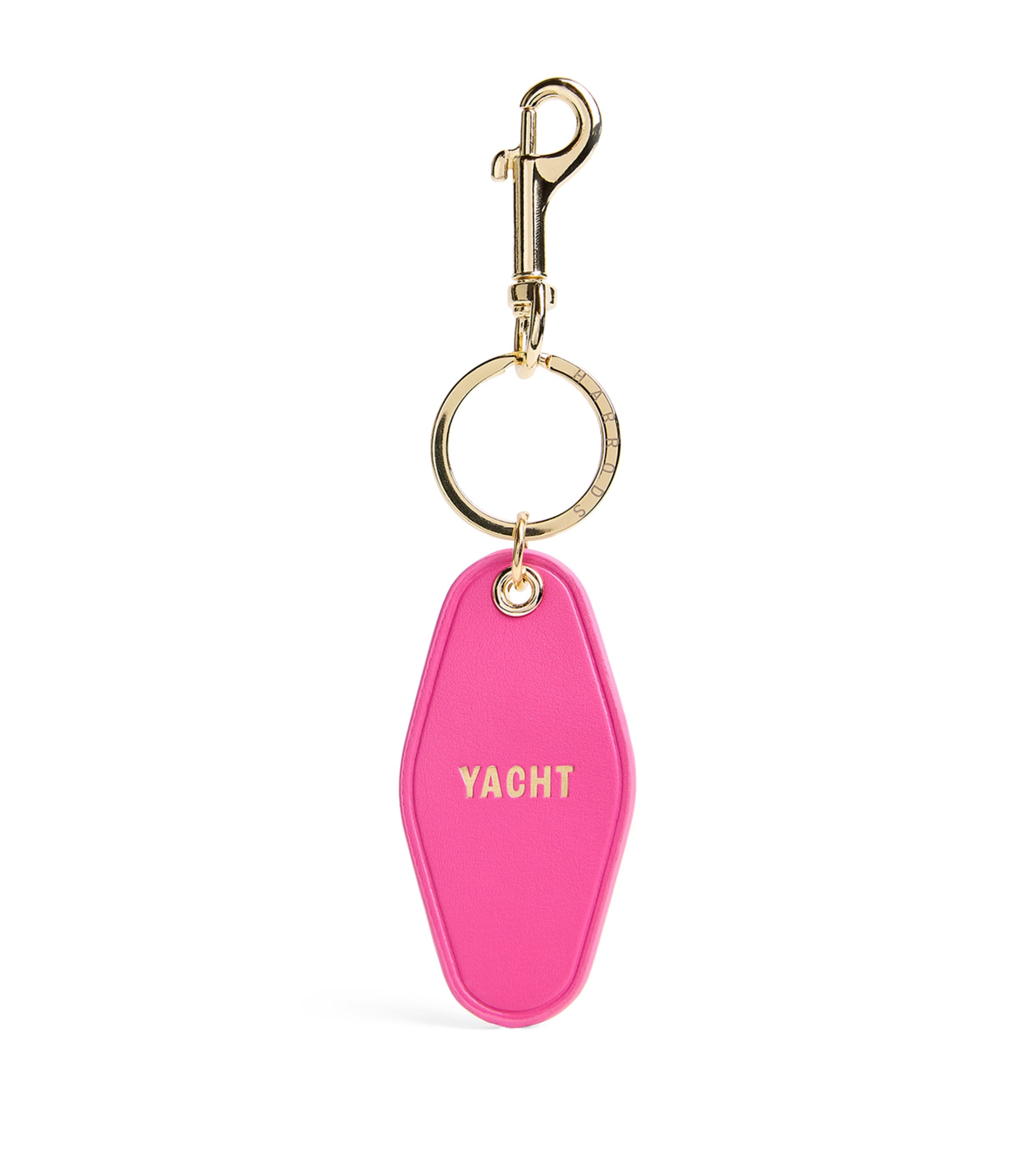 Harrods Leather Yacht Tag Keyring In Pink