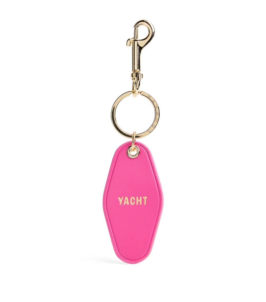Leather Yacht Tag Keyring PINK Image 1