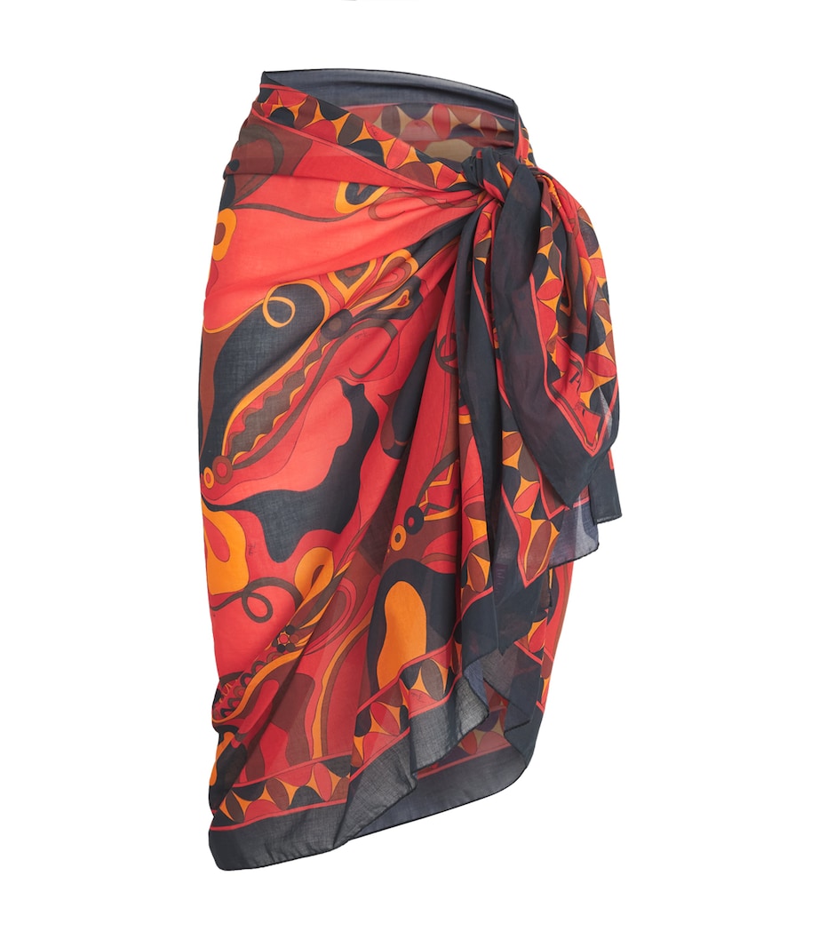 PUCCI Womens Cotton Orchidee Print Pareo Orange Image 1