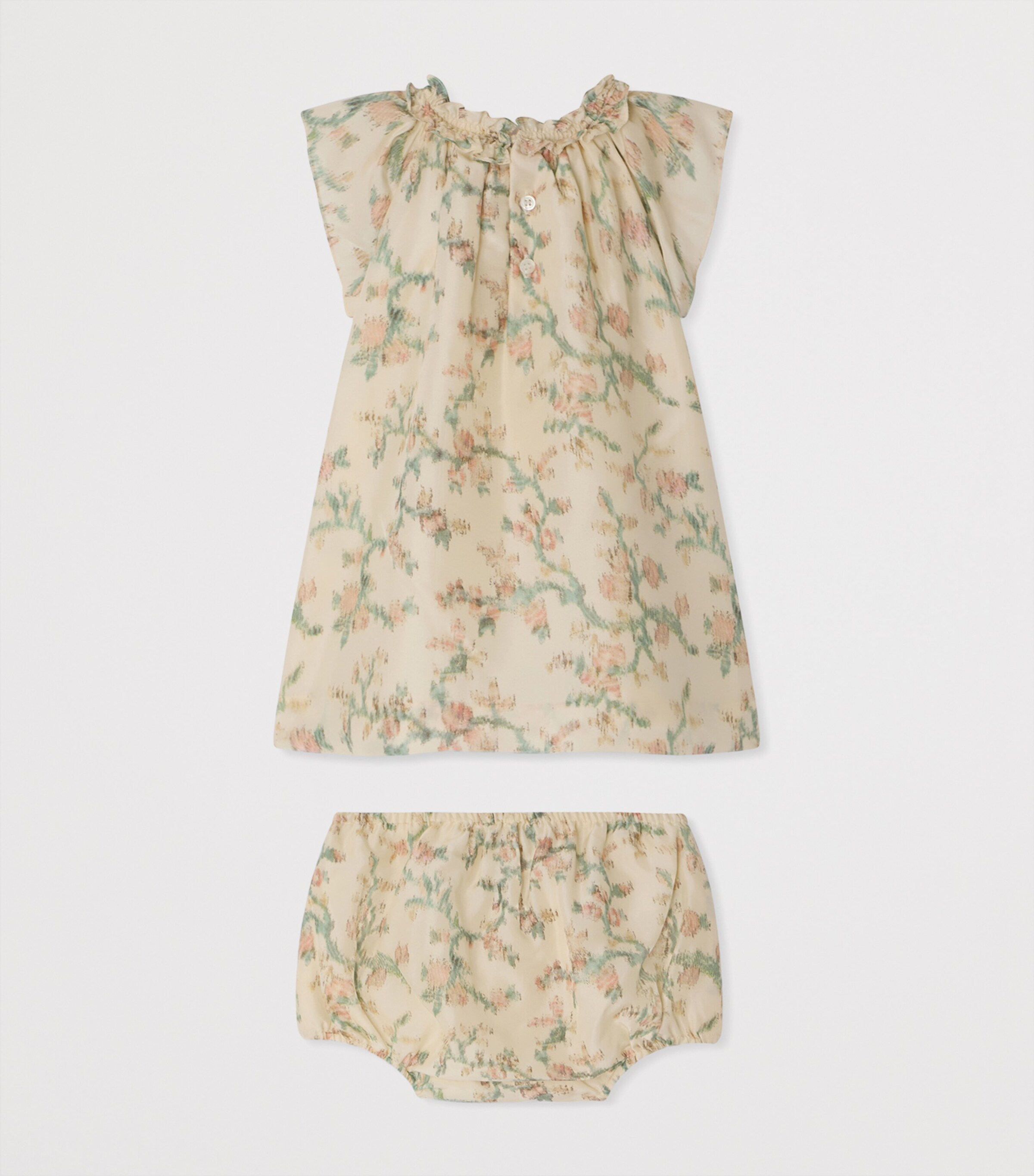 Bonpoint Silk Floral Print Loudna Dress and Bloomers Set (6-18 Months) Fl Vert Image 2
