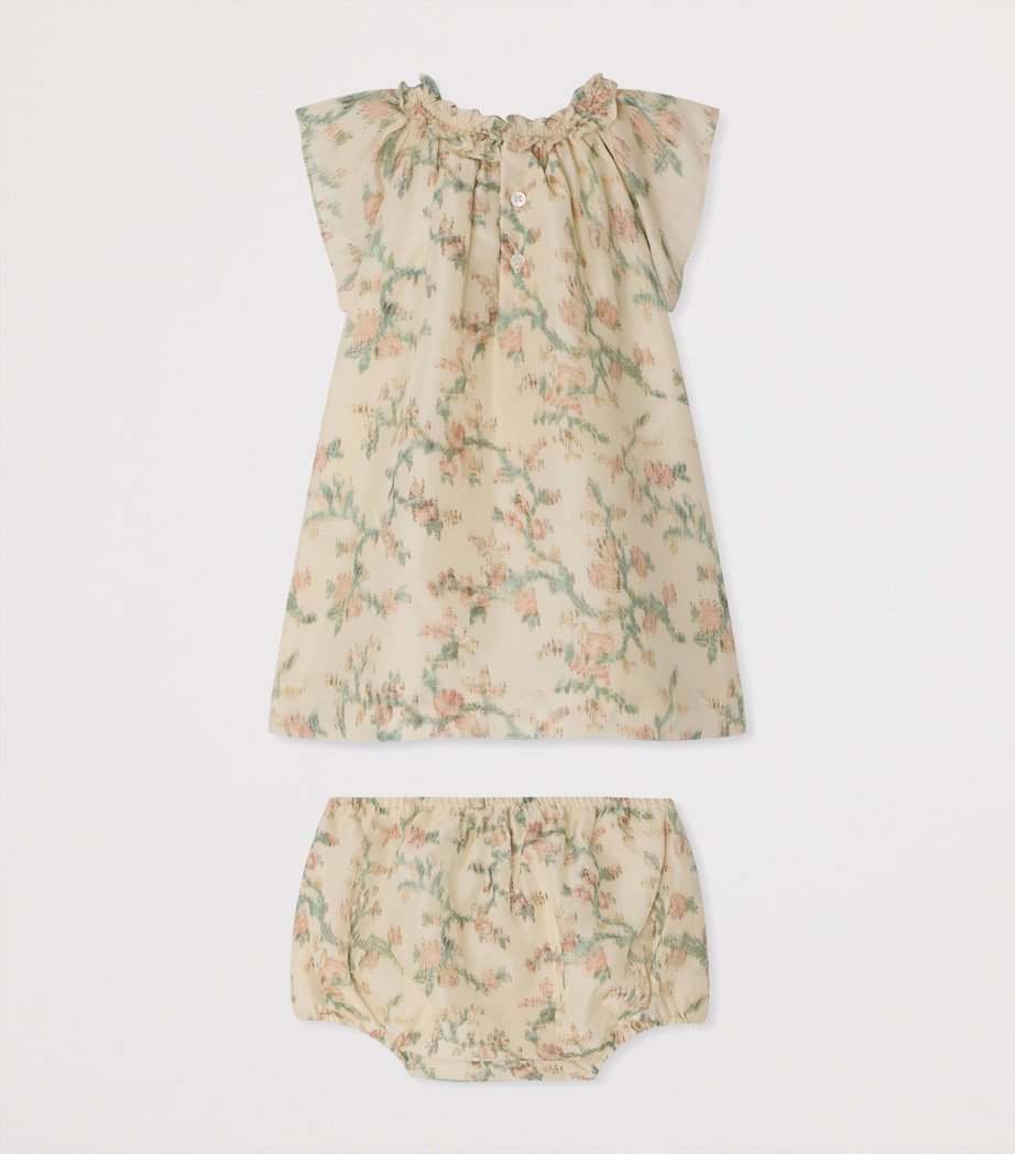 Bonpoint Silk Floral Print Loudna Dress and Bloomers Set (6-18 Months) Fl Vert Image 2
