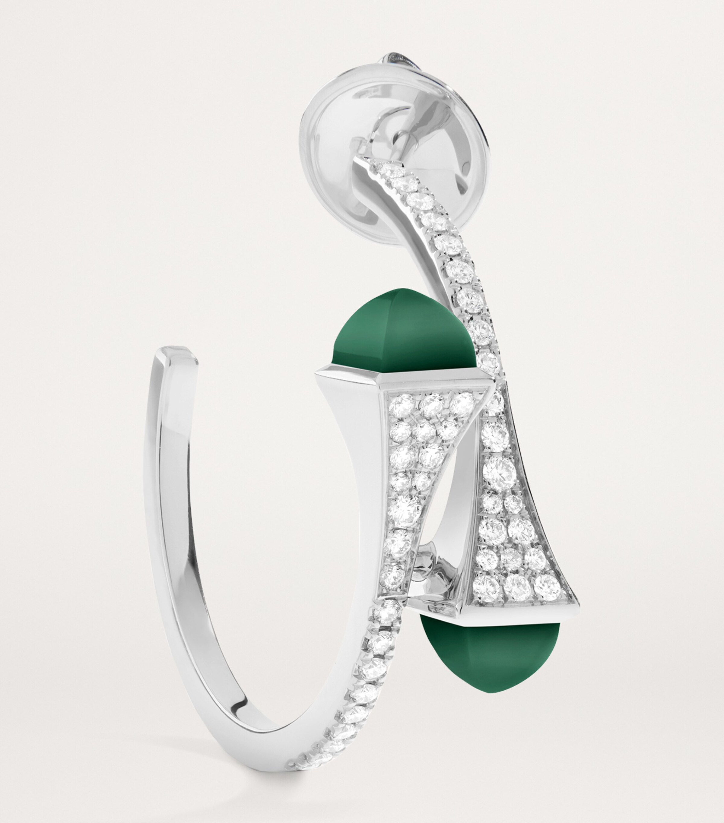 MARLI New York White Gold, Diamond and Green Agate Cleo Hoop Earrings White Gold Image 2