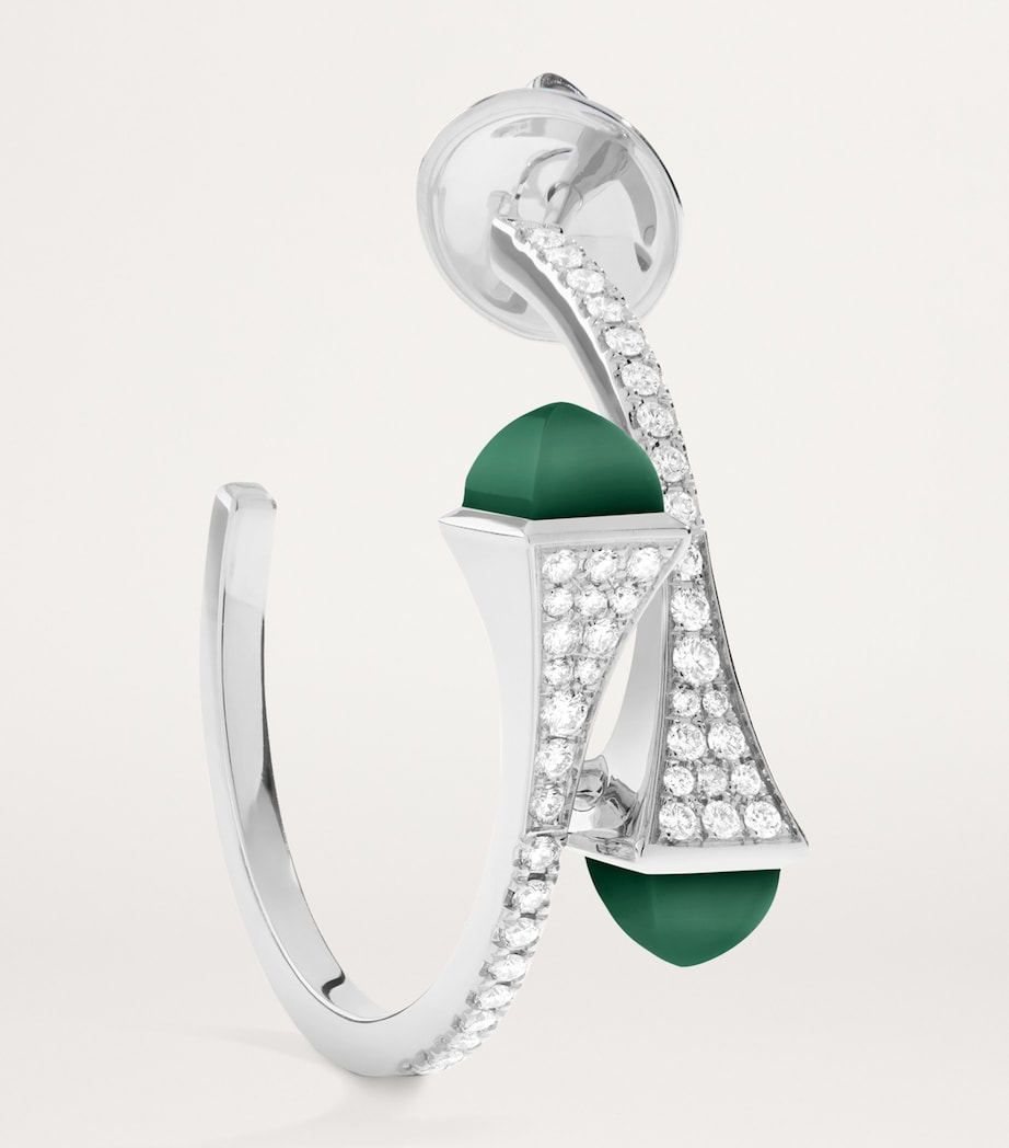 MARLI New York White Gold, Diamond and Green Agate Cleo Hoop Earrings White Gold Image 2
