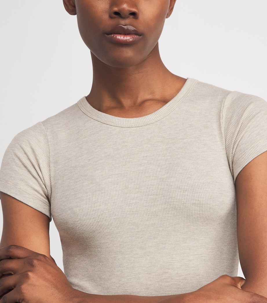 ÉTERNE Womens Ribbed Baby T-Shirt Hoat Heather Oatmeal Image 6