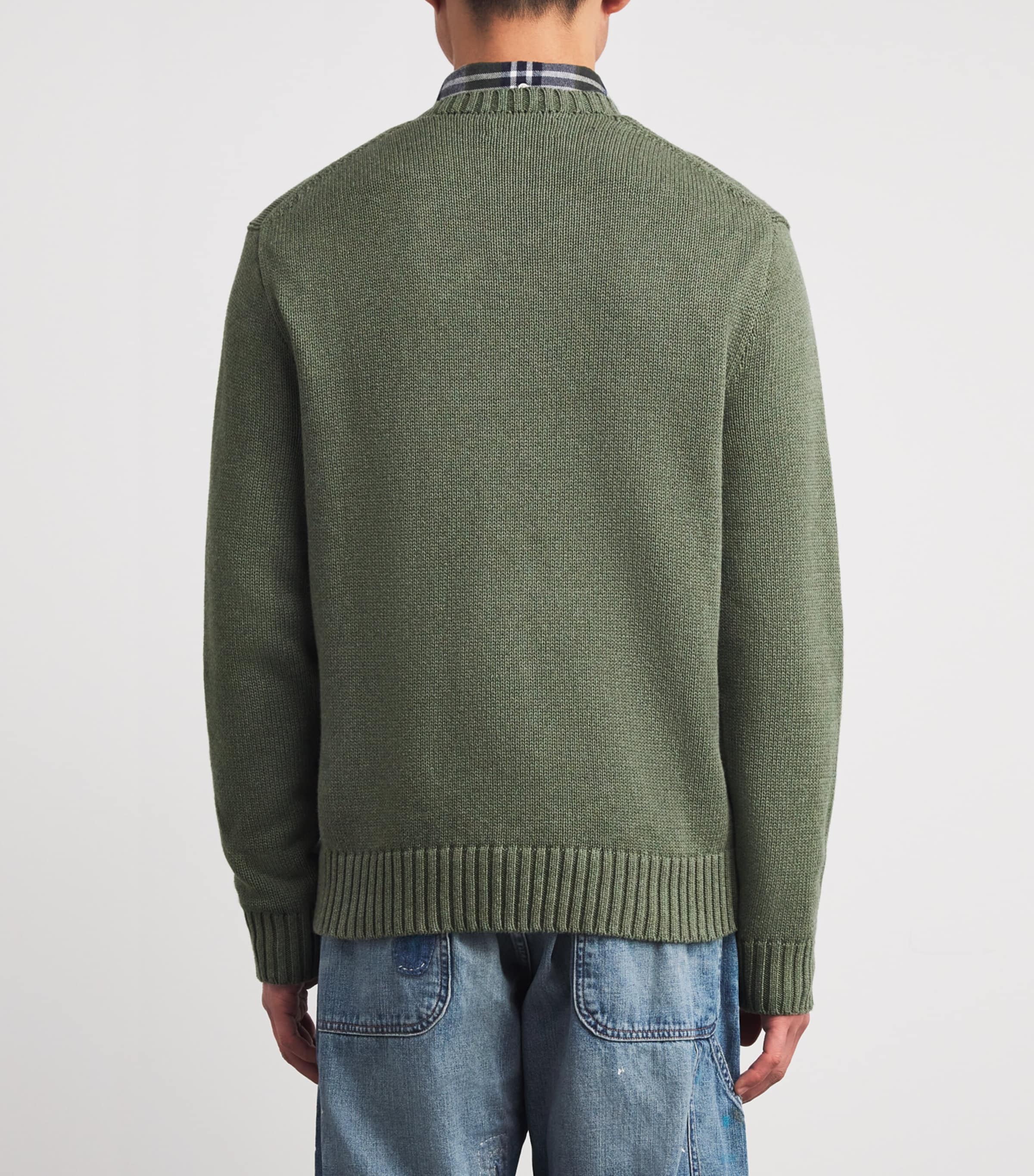 Cotton Embroidered Polo Bear Sweater GREY HEATHER Image 4