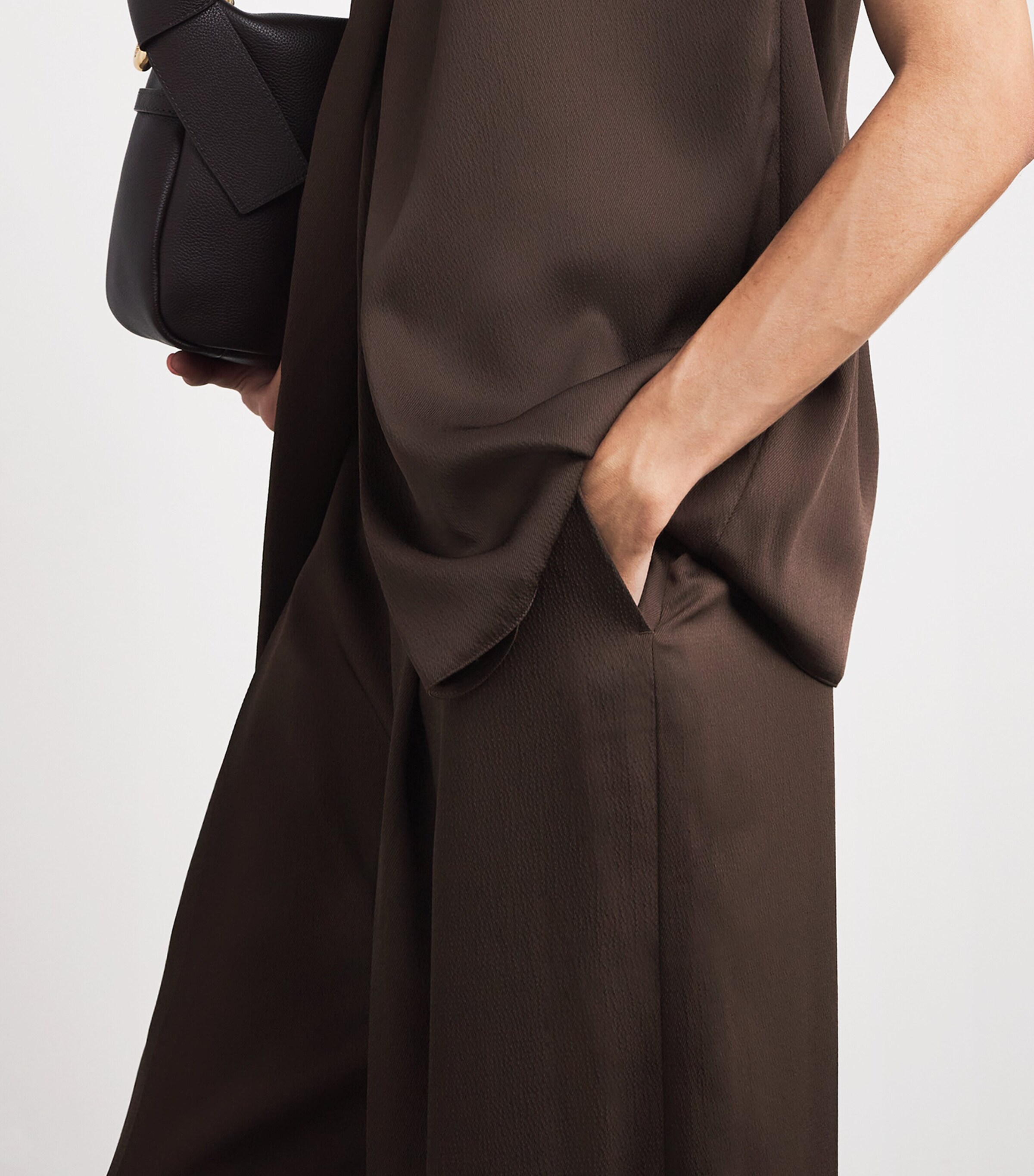 Satin Aaron Wide-Leg Trousers D80 BROWN Image 6