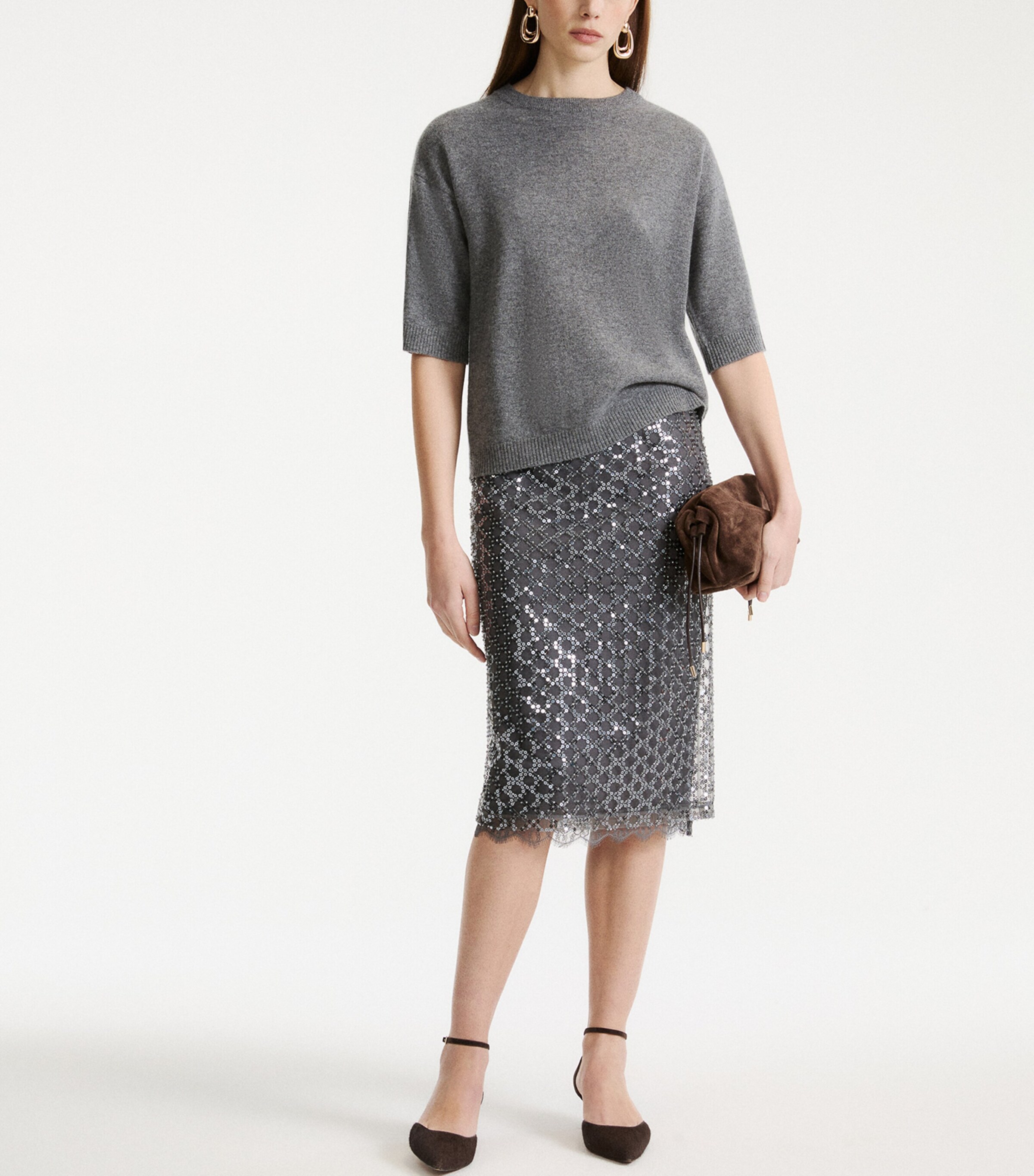 Marella Womens Wool-Cashmere Sweater Medium Grey Image 2