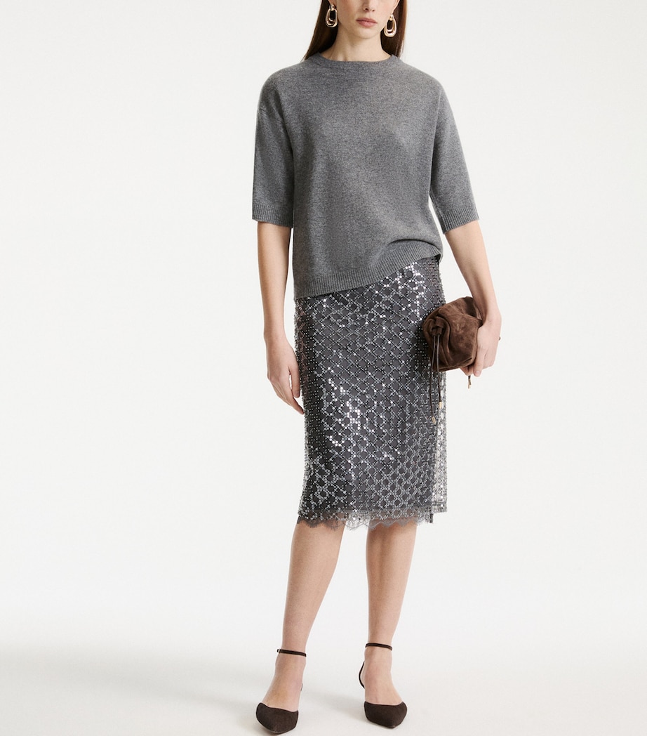 Marella Womens Wool-Cashmere Sweater Medium Grey Image 2