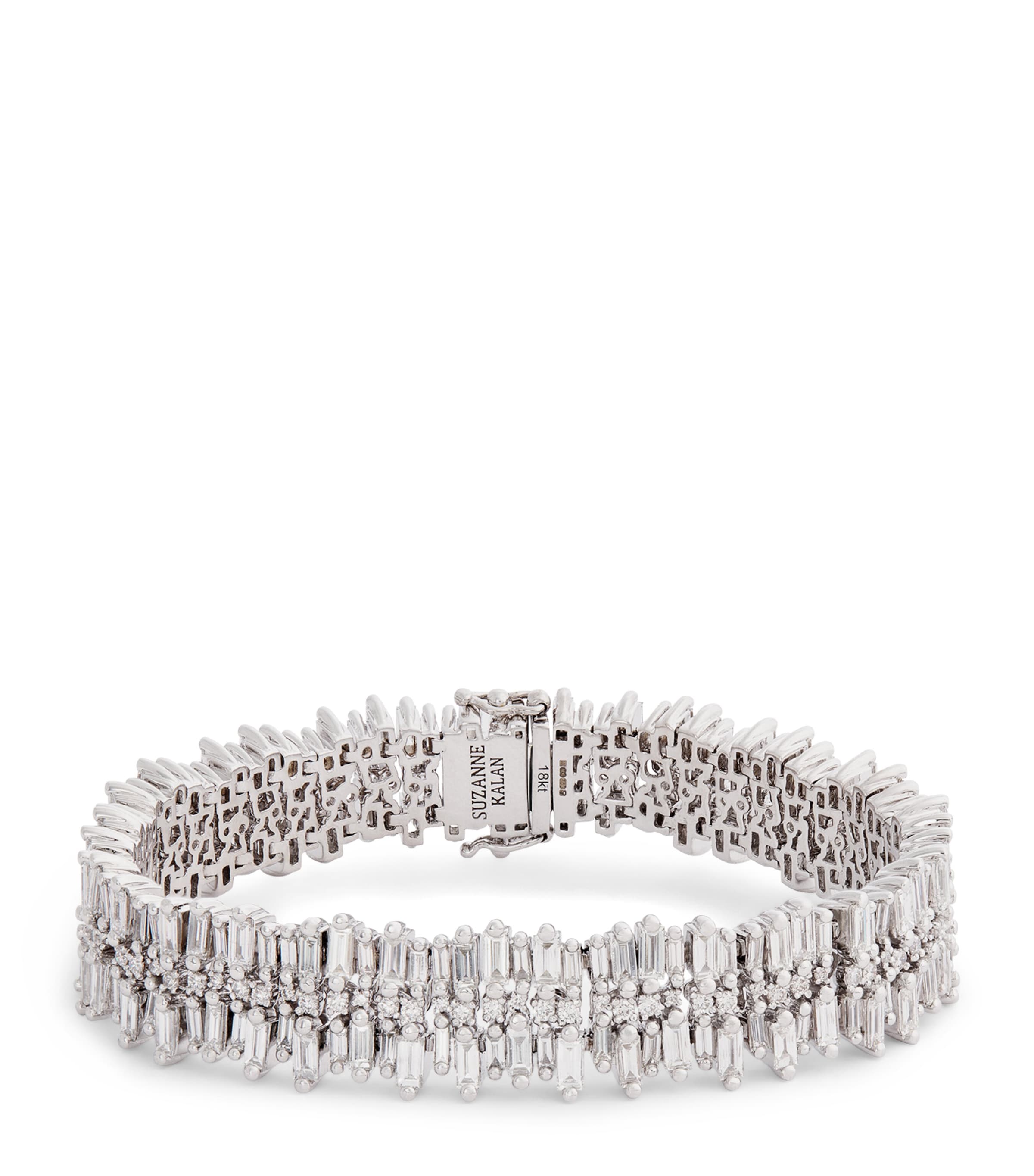 Suzanne Kalan White Gold And Diamond Double Short Stack Bracelet In Metallic