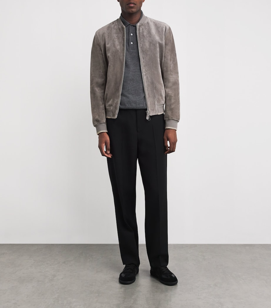 Suede Varsity Jacket SMOKE GREY Image 2