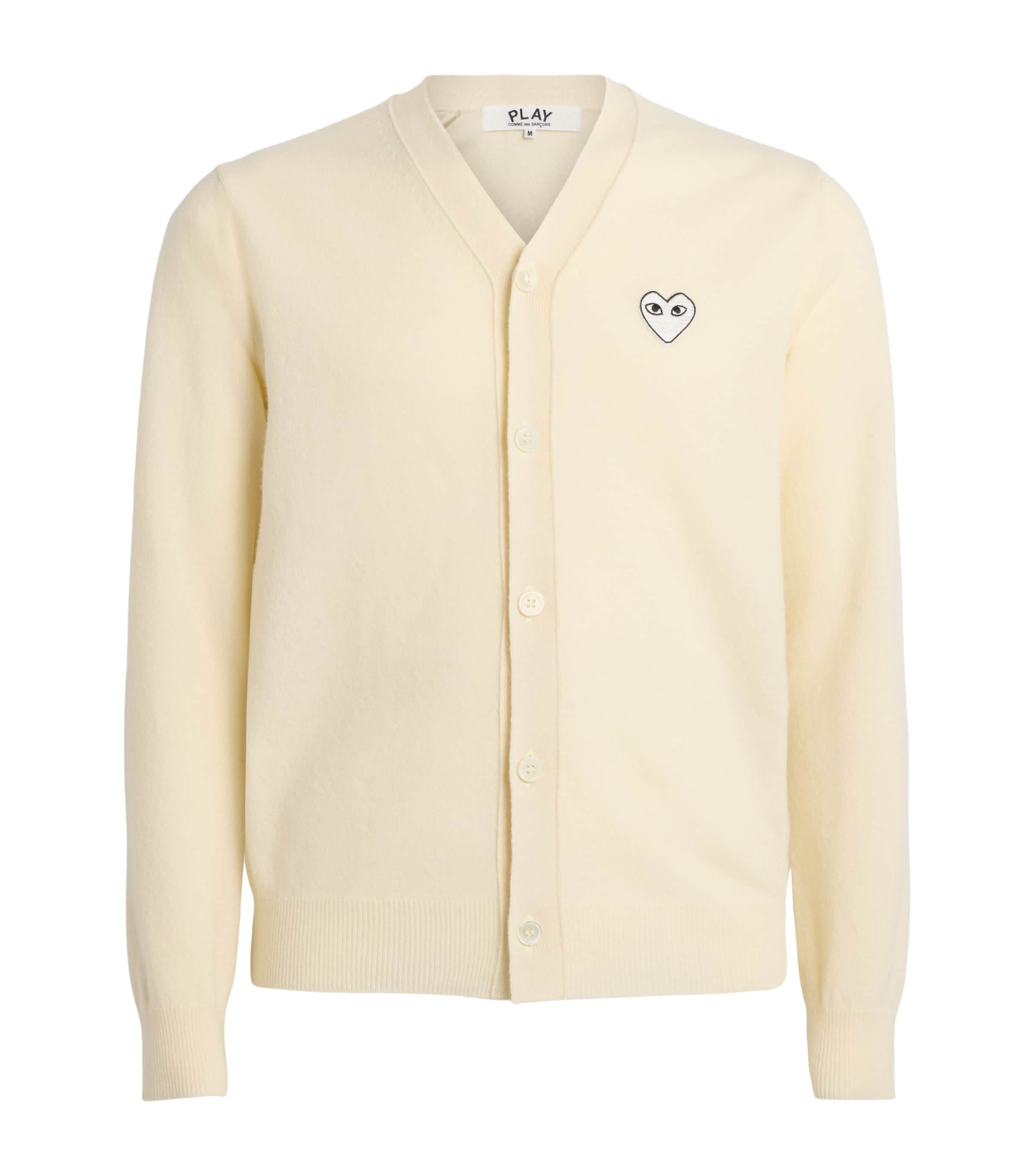 Comme Des Garçons Play Mens Wool Heart Cardigan Ivory Image 1