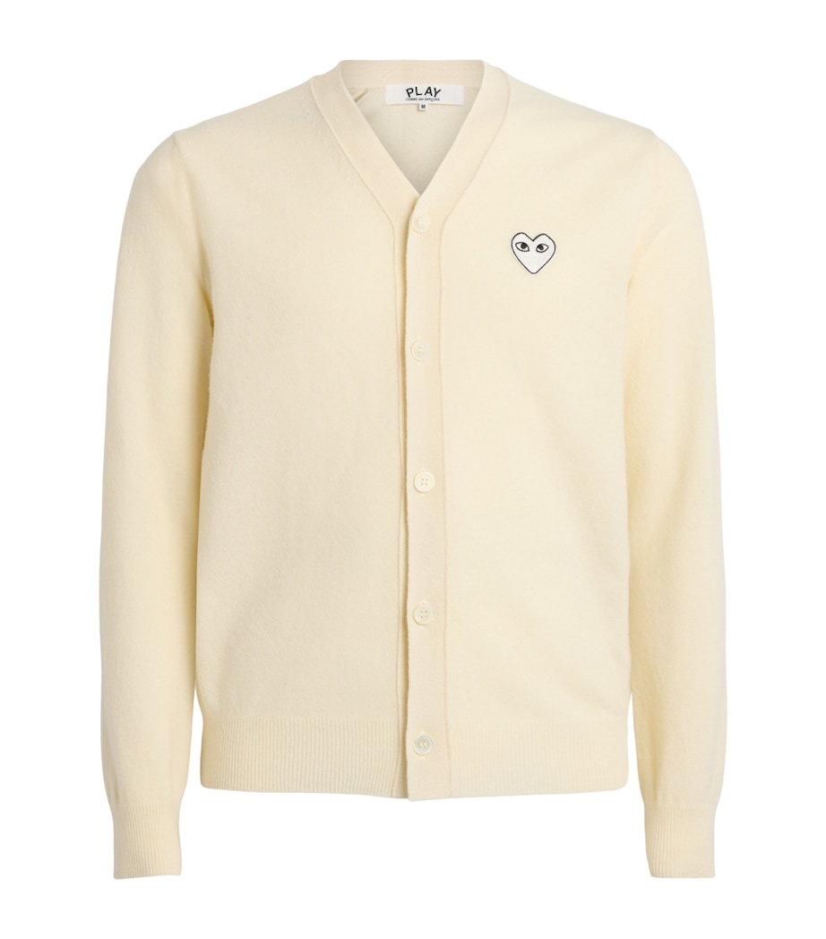 Comme Des Garçons Play Mens Wool Heart Cardigan Ivory Image 1