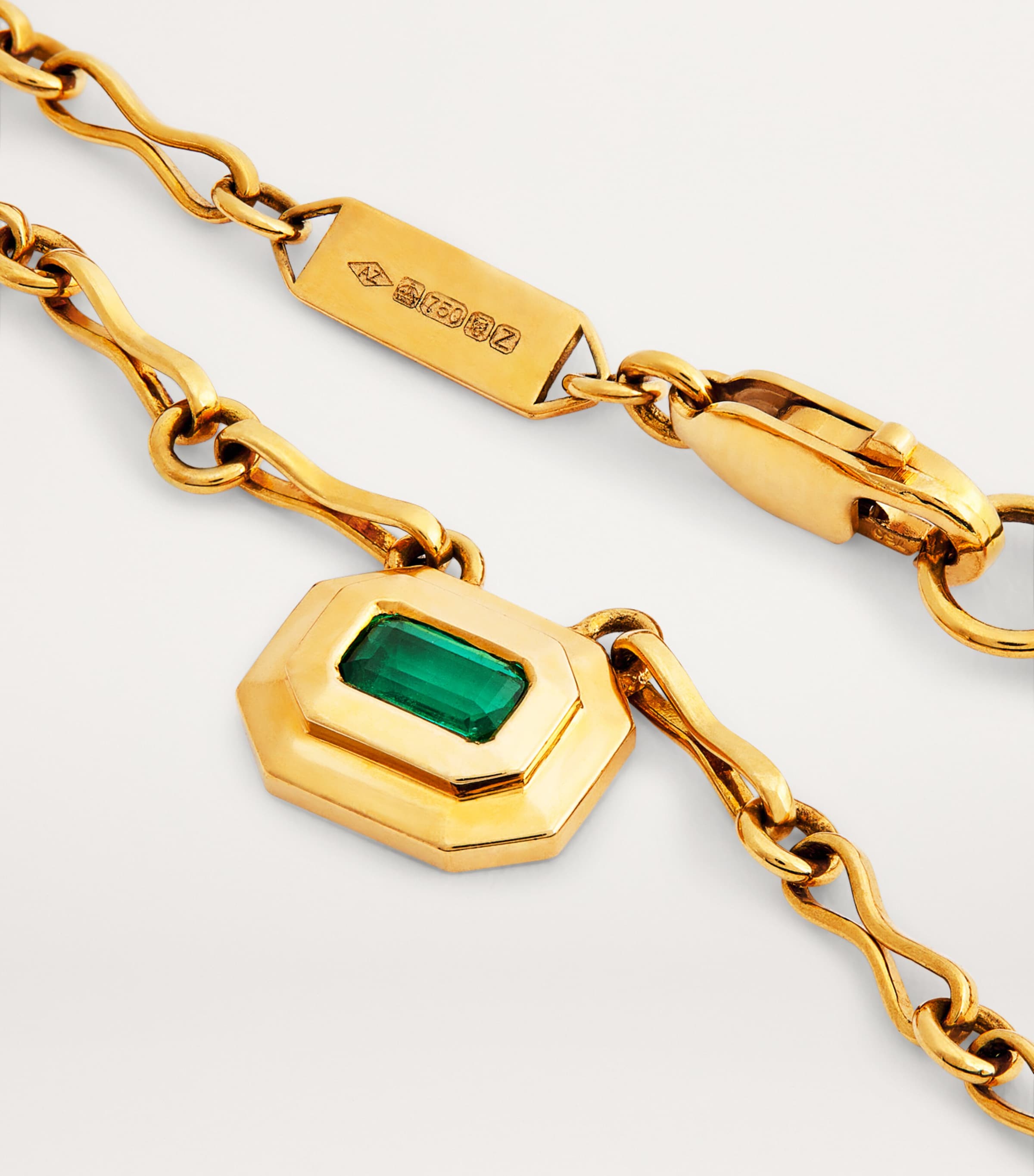 Azlee Yellow Gold and Emerald Staircase Necklace Yellow Gold Image 5