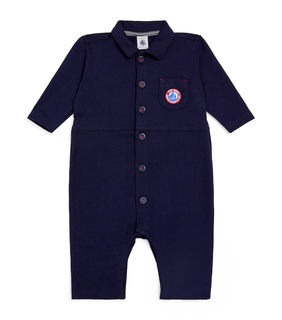 Petit Bateau Cotton Collared Playsuit (3-24 Months) Image 1
