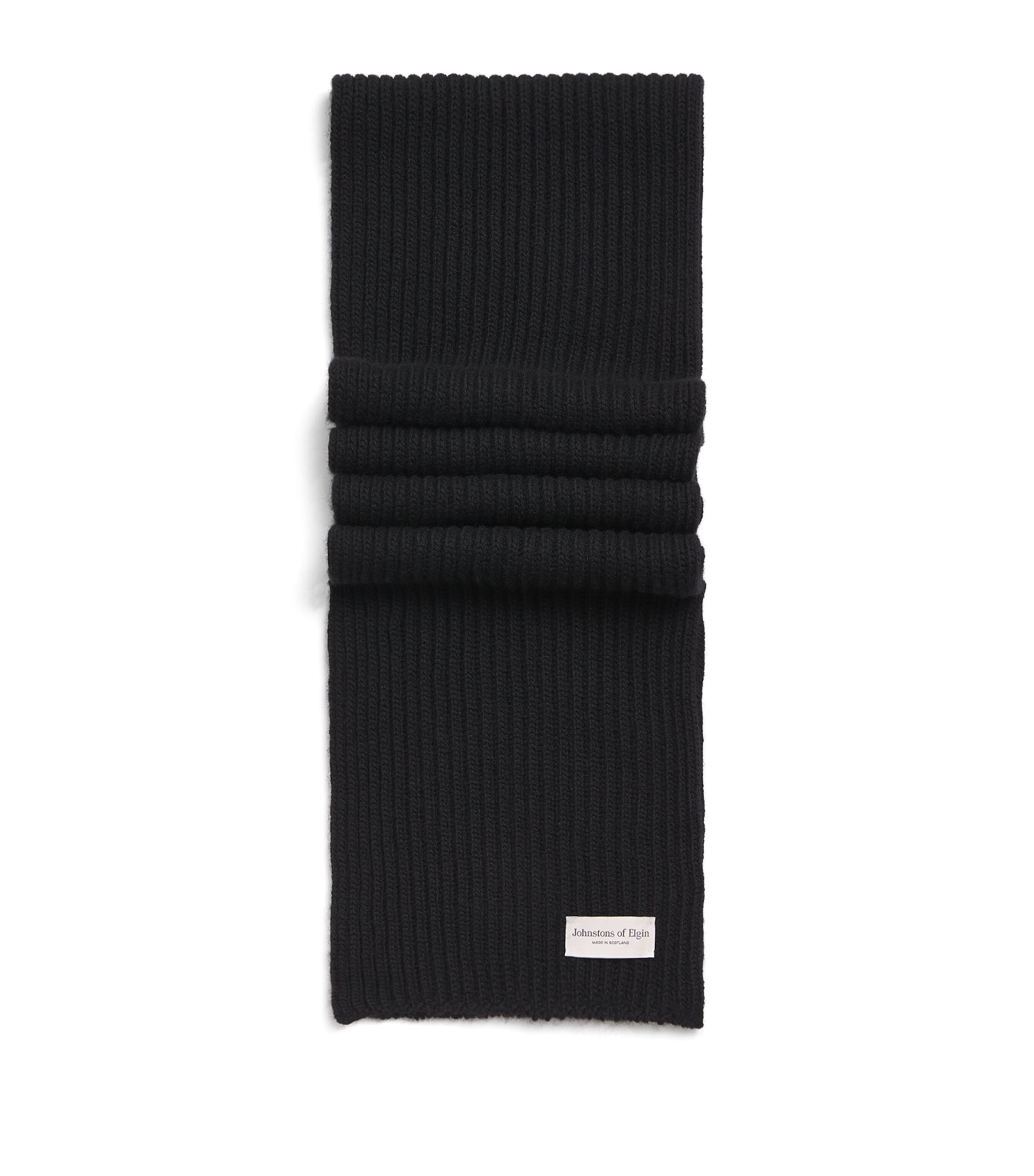 Johnstons Of Elgin Cashmere Lovat Ribbed Scarf Black Image 1