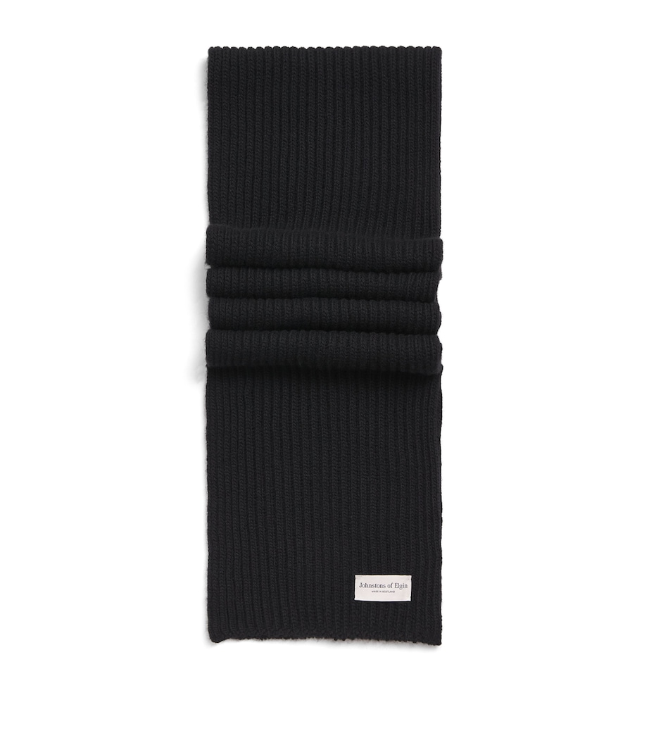 Johnstons Of Elgin Cashmere Lovat Ribbed Scarf Black Image 1