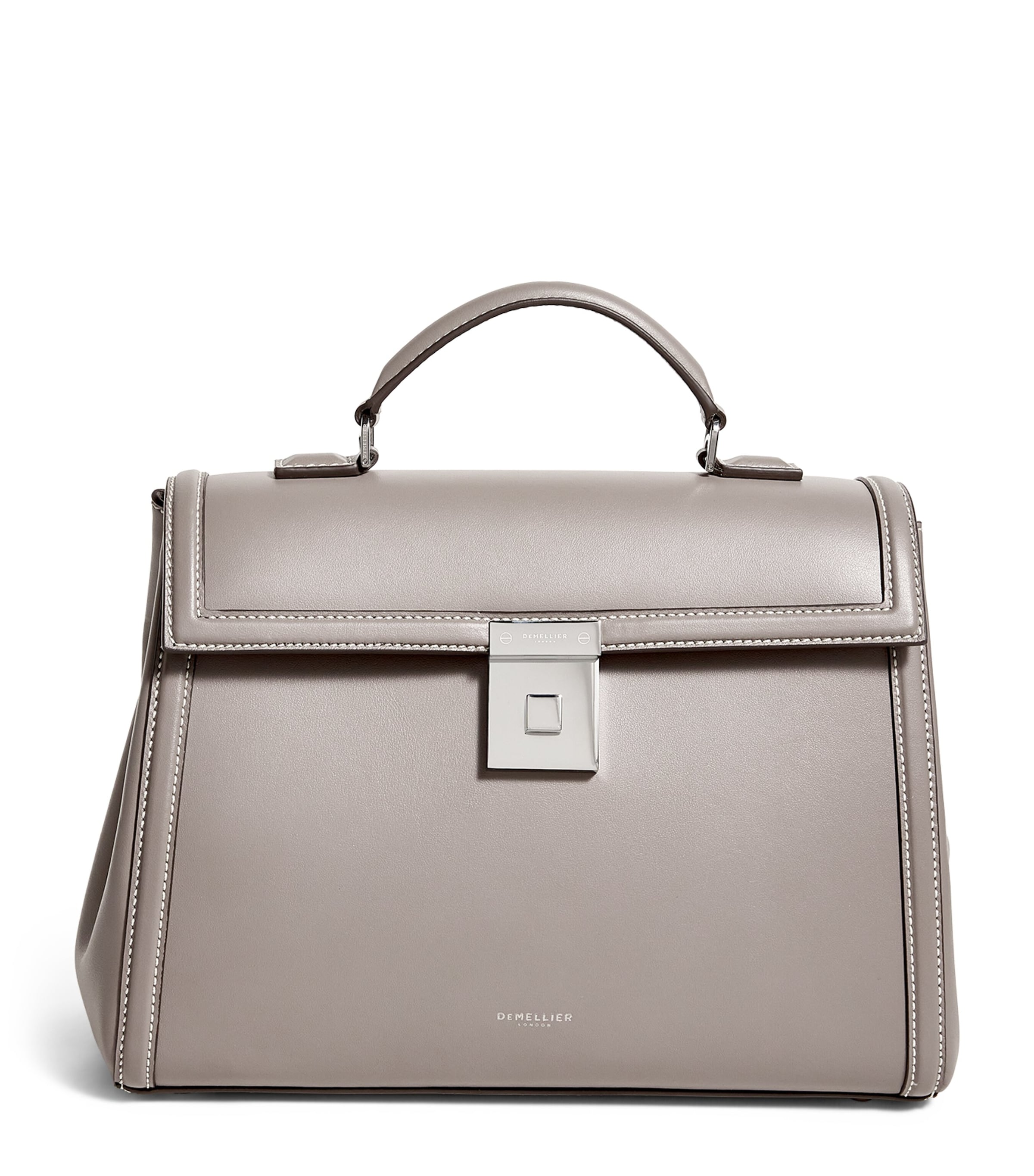 Shop Demellier Leather Midi Paris Top-handle Bag In Grey