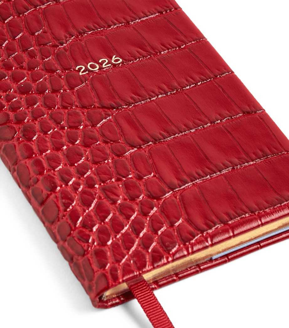 Croc-Embossed Mara Leather Panama 2026 Diary RED Image 5