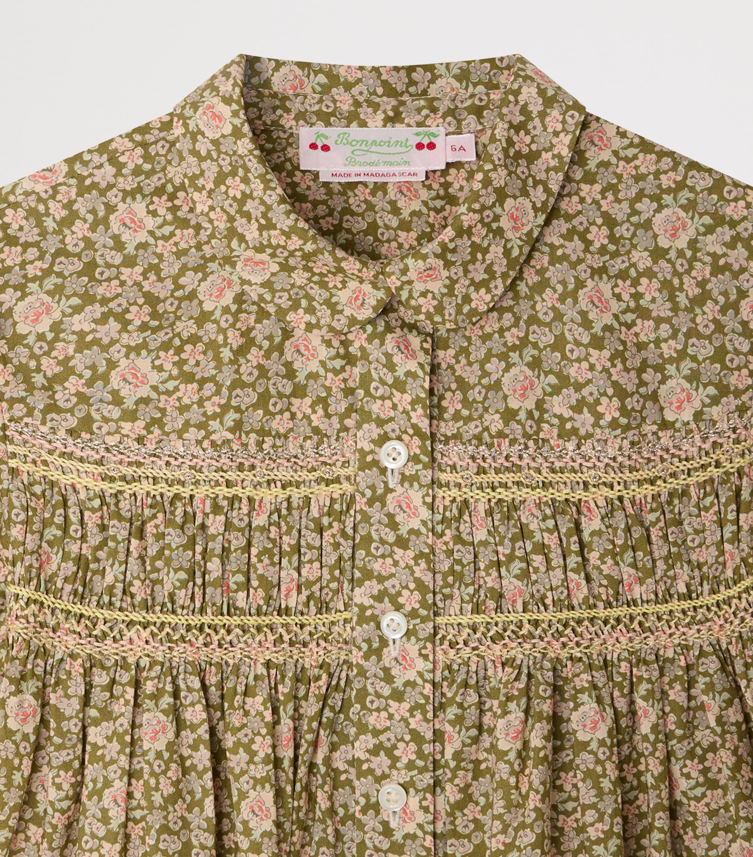 Organic Cotton Floral Laurence Blouse (10-14 Years) FLEURS TILLEUL Image 3