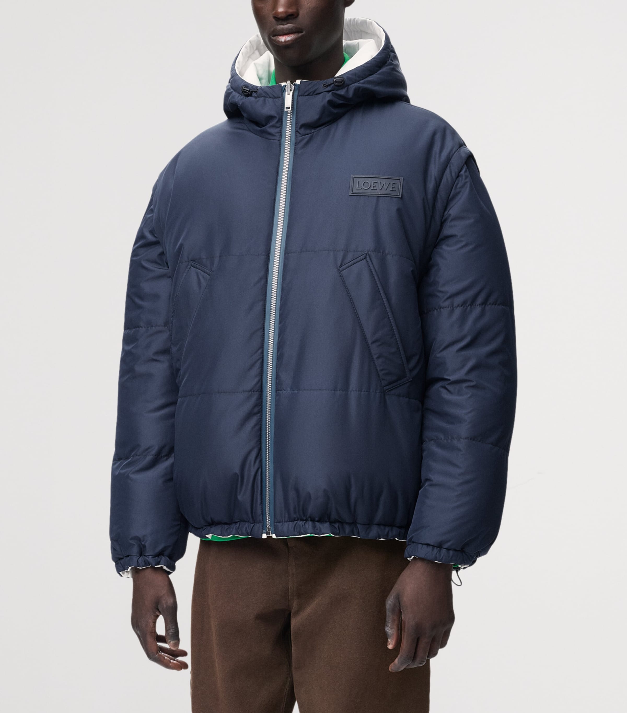 LOEWE Mens Reversible Padded Zip-Up Jacket White/navy Image 6