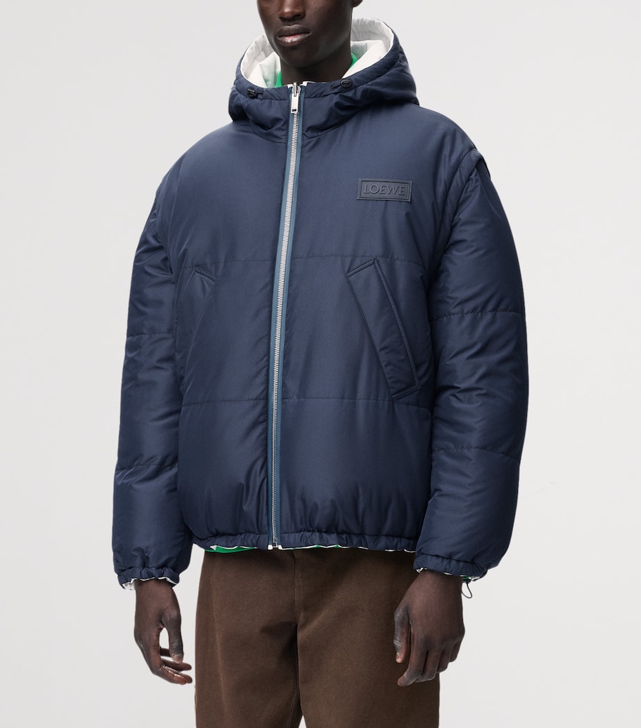 LOEWE Mens Reversible Padded Zip-Up Jacket White/navy Image 6
