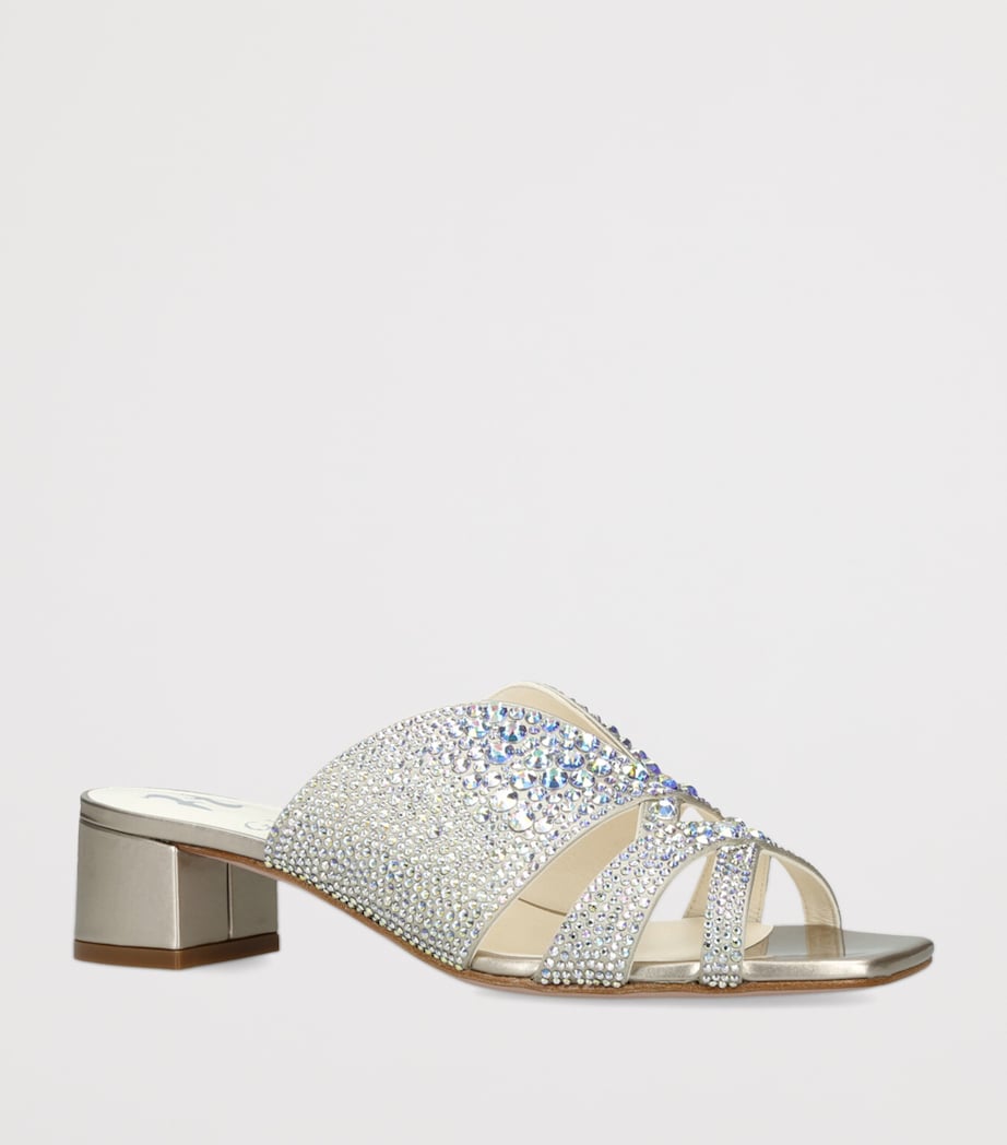 Gina Leather Embellished Stevie Mules 35 White/comb Image 3