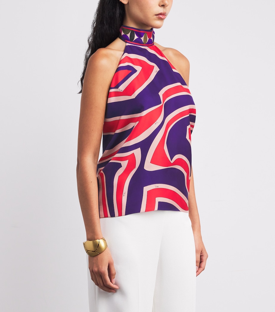 Silk Labirinto Print Halterneck Top 048/MULTICOLOR Image 3