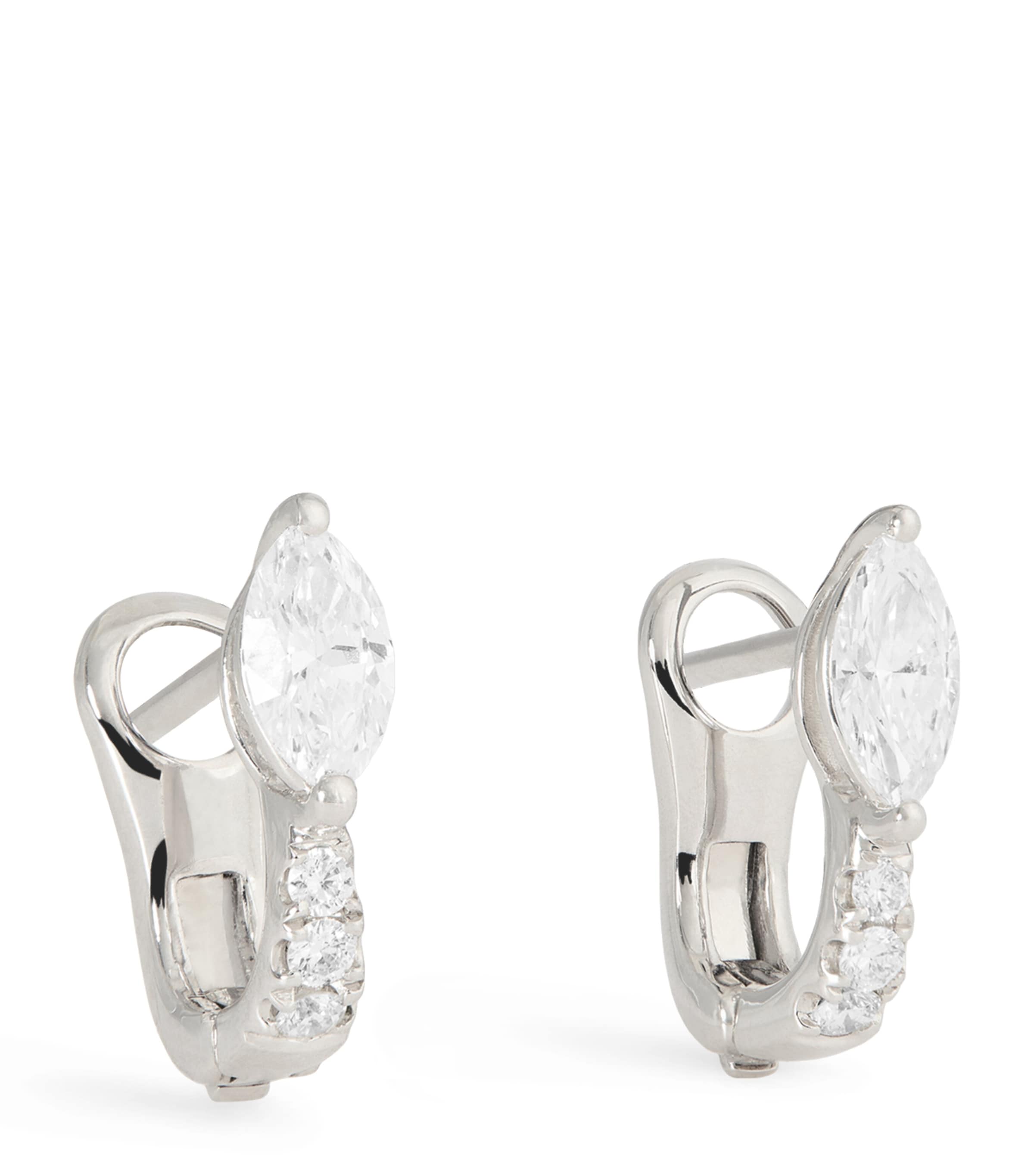 Anita Ko White Gold And Diamond Huggie Earrings In White