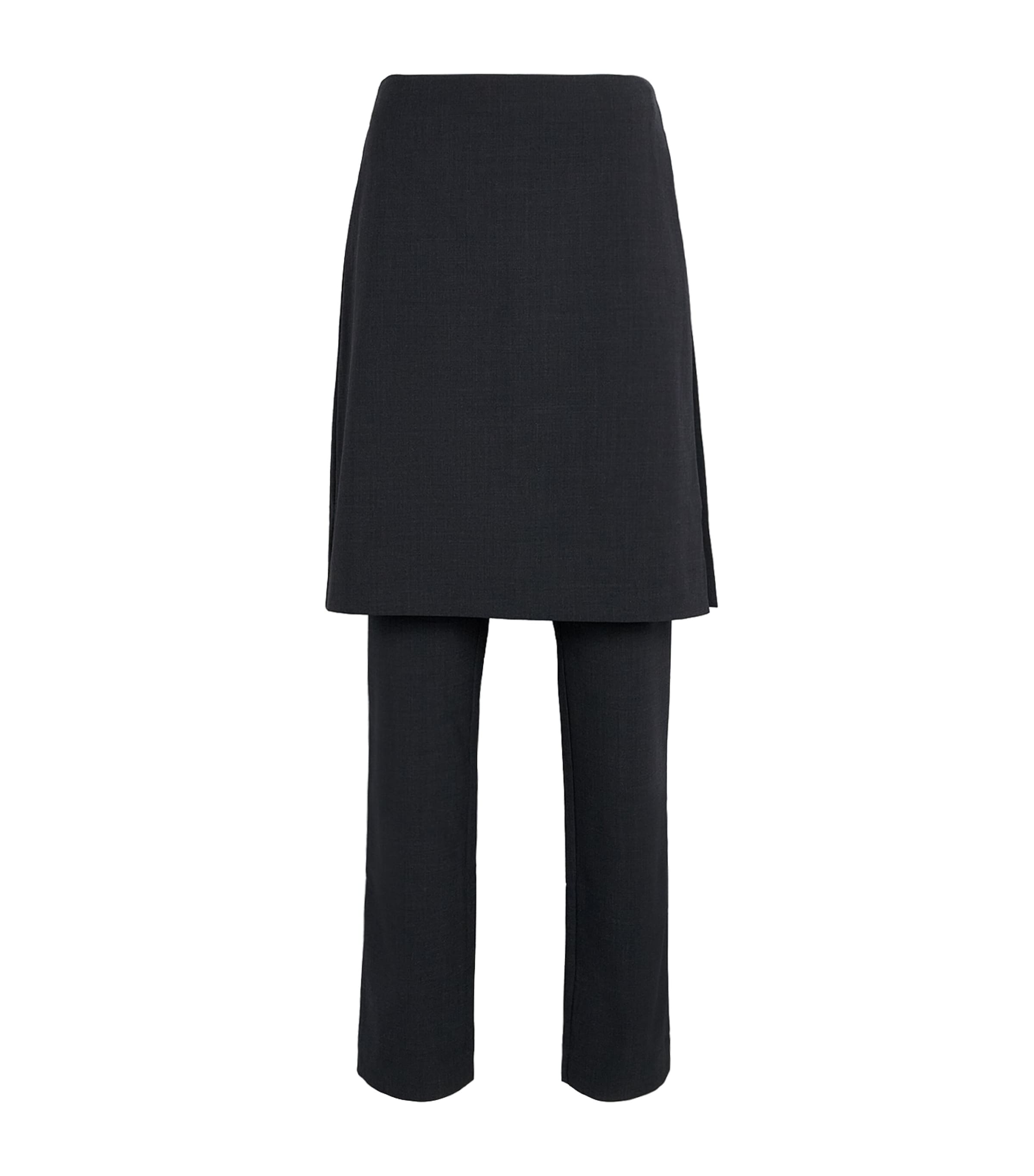 St. Agni Womens Wool-Blend Sarong-Detail Trousers Dark Graphite Image 1