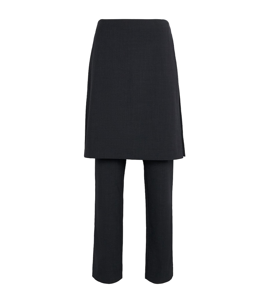 St. Agni Womens Wool-Blend Sarong-Detail Trousers Dark Graphite Image 1