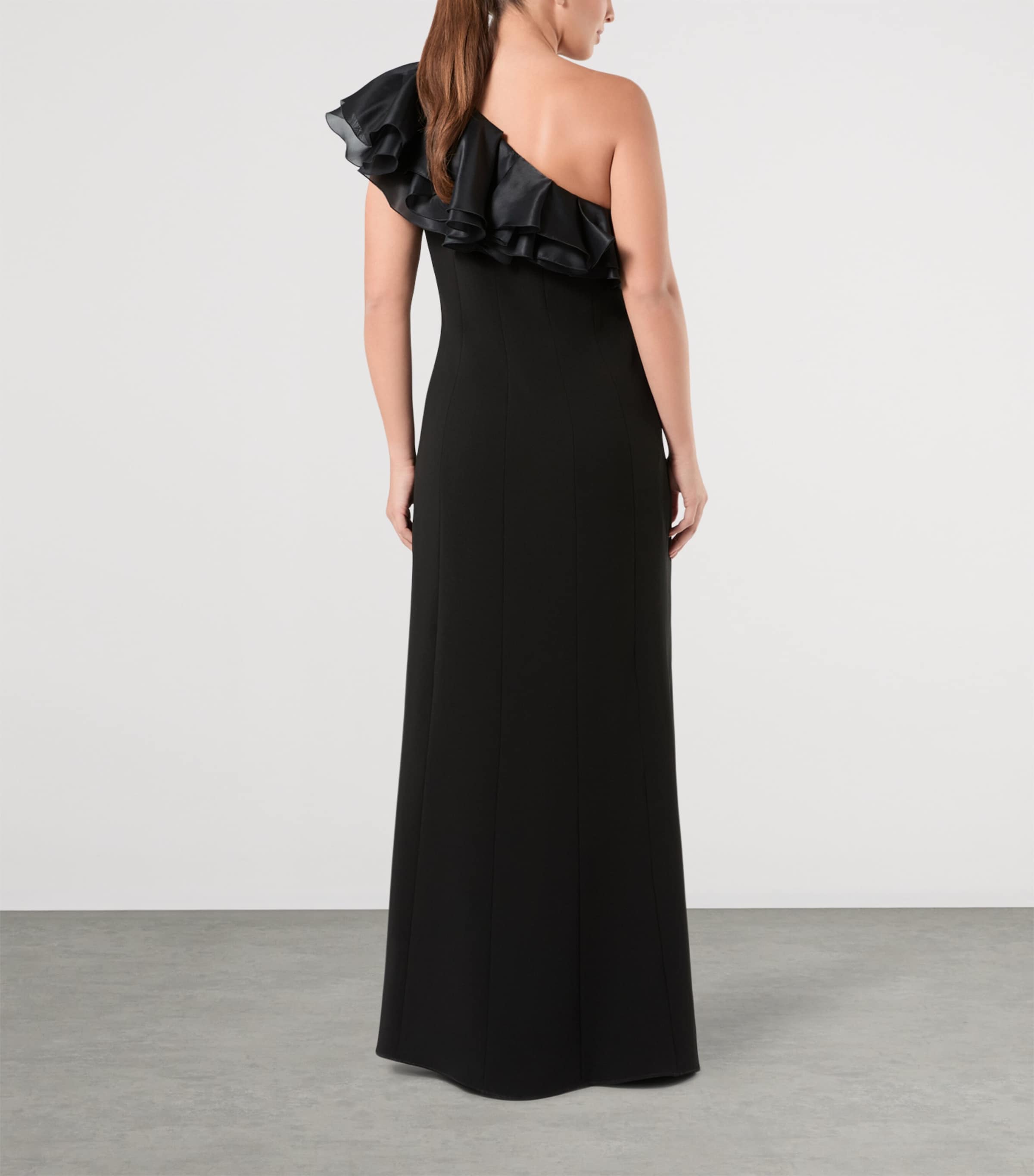 Marina Rinaldi Womens x Tony Ward Ruffle-Neck Maxi Dress Black Image 4