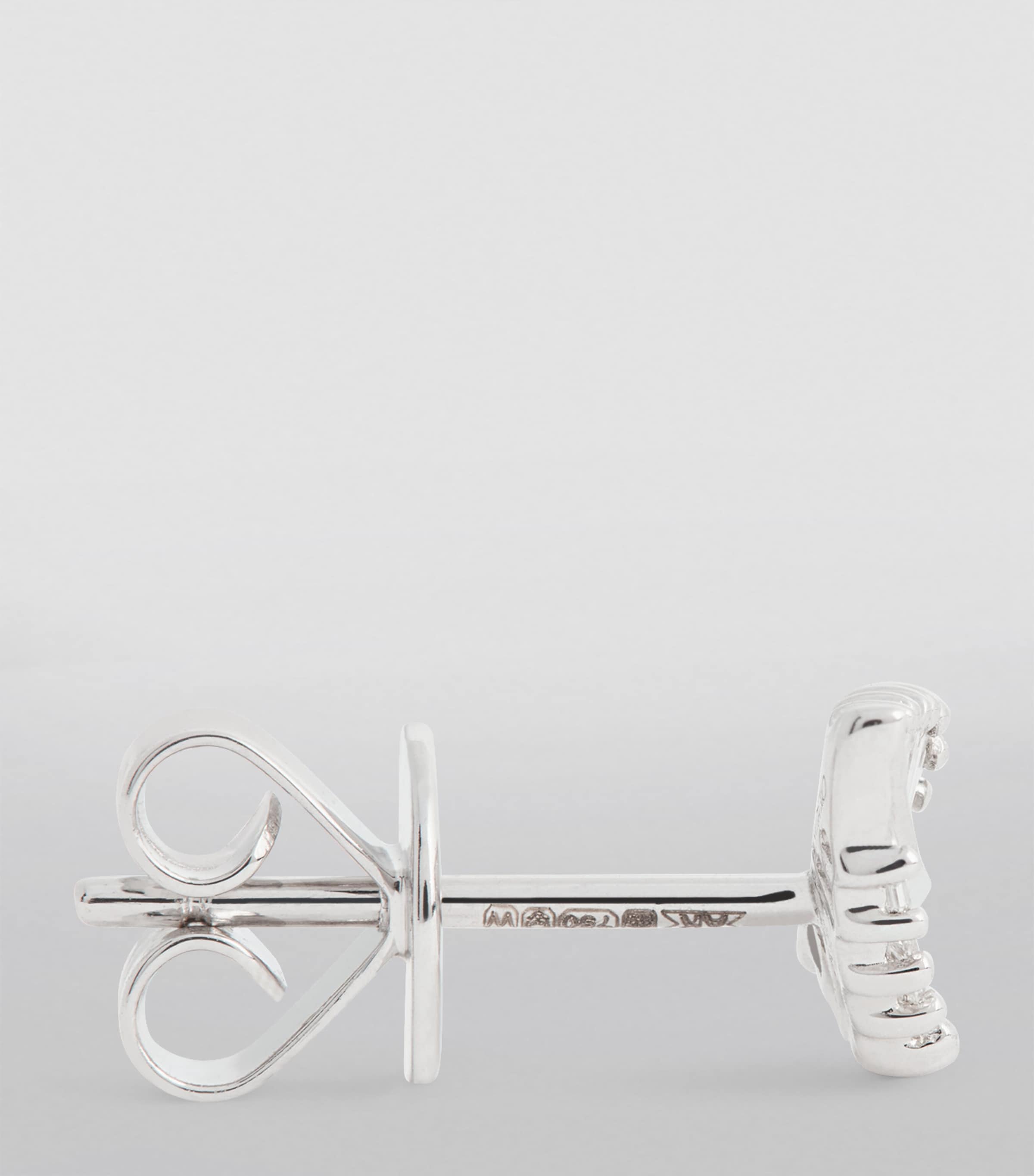 White Gold and Diamond Palm Leaf Stud Earrings WHITE GOLD Image 3