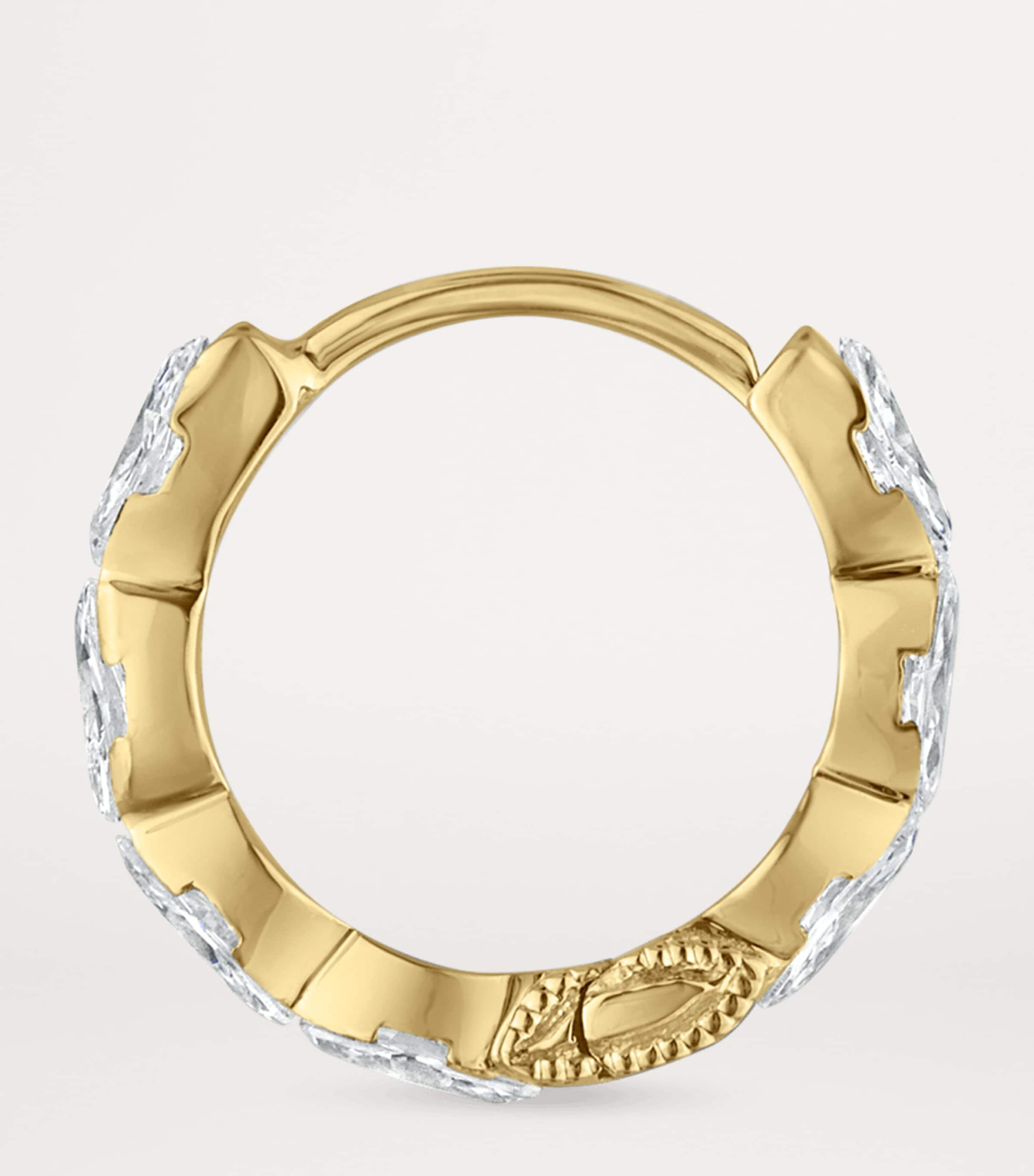 Yellow Gold Invisible Set Diamond Marquise Eternity Hoop Earring (8mm) YELLOW GOLD Image 2