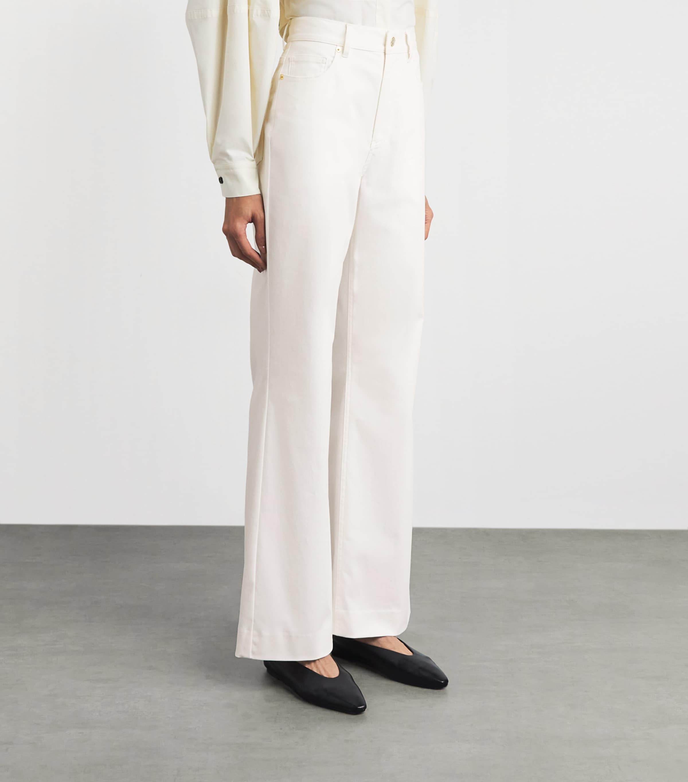 RETORI Womens Stretch-Cotton Gabardine Straight Trousers White Image 4