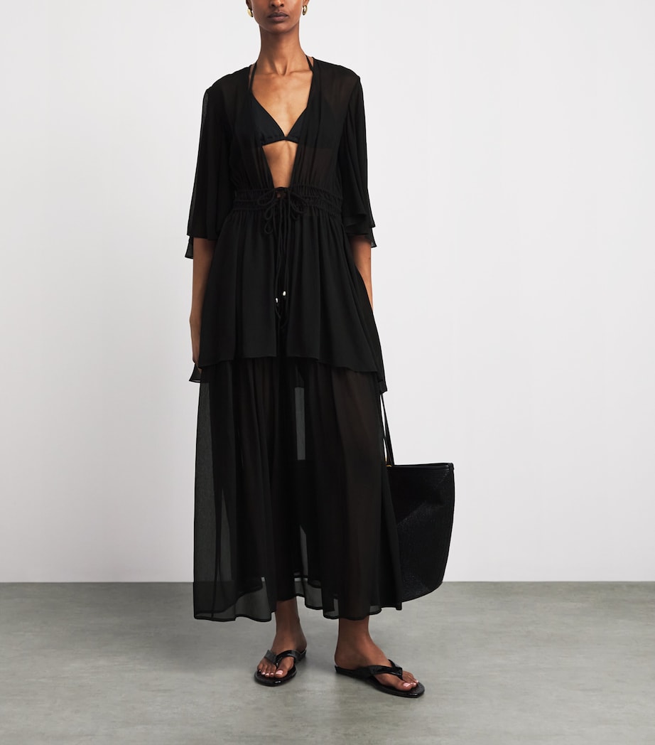 Eres Womens Silk Muslin Operette Short Kaftan Noir Image 2