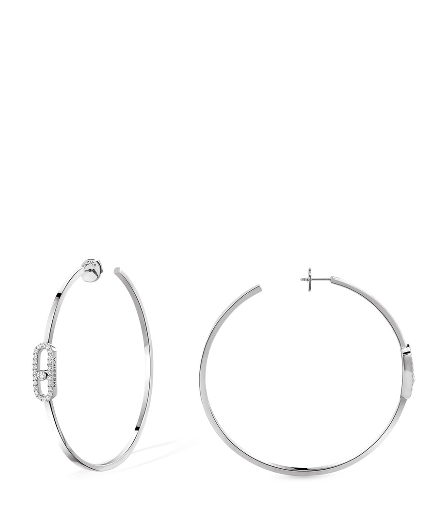 White Gold and Diamond Move Uno Hoop Earrings WHITE GOLD Image 1