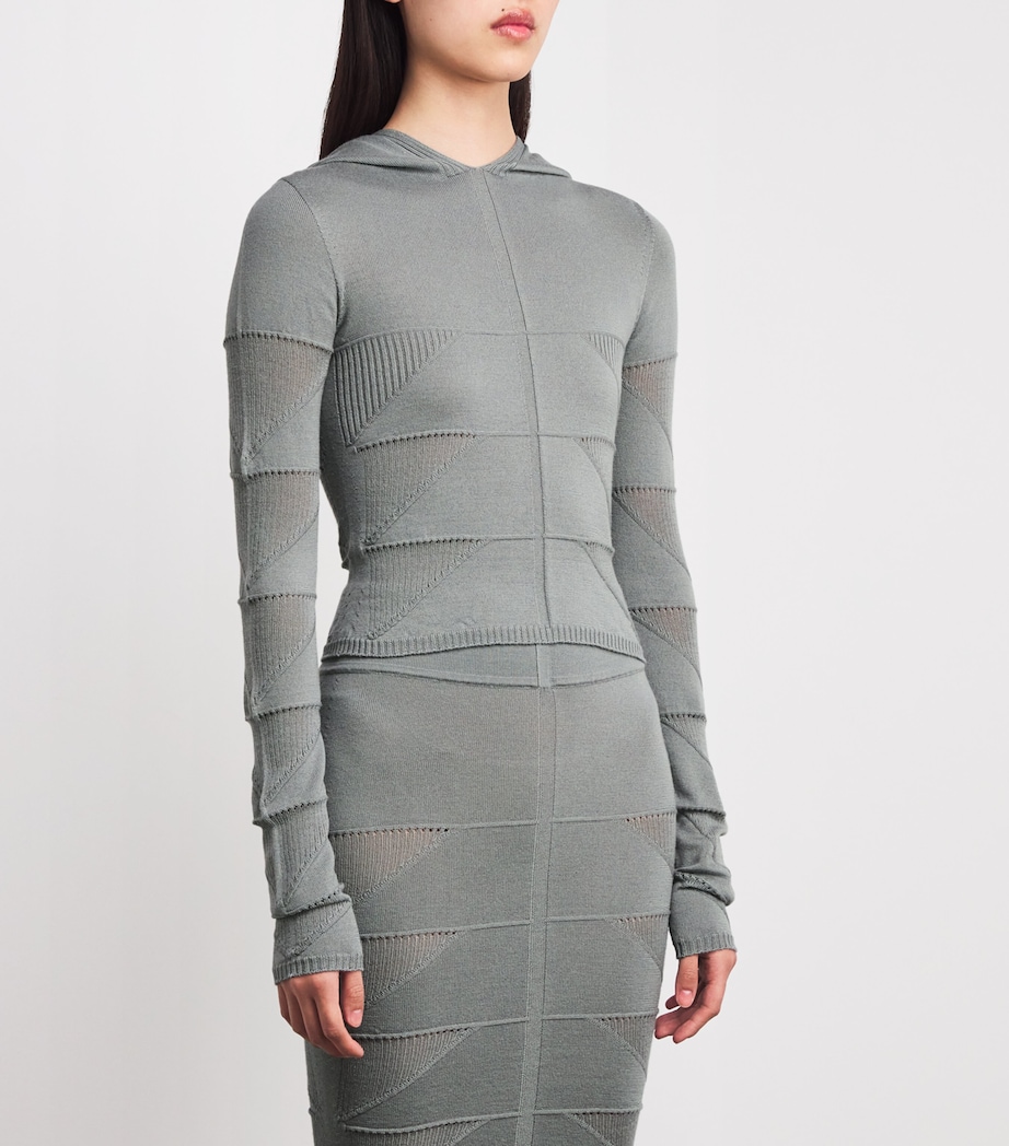 Virgin Wool Knitted Hoodie 06 WASHED INDIGO Image 3