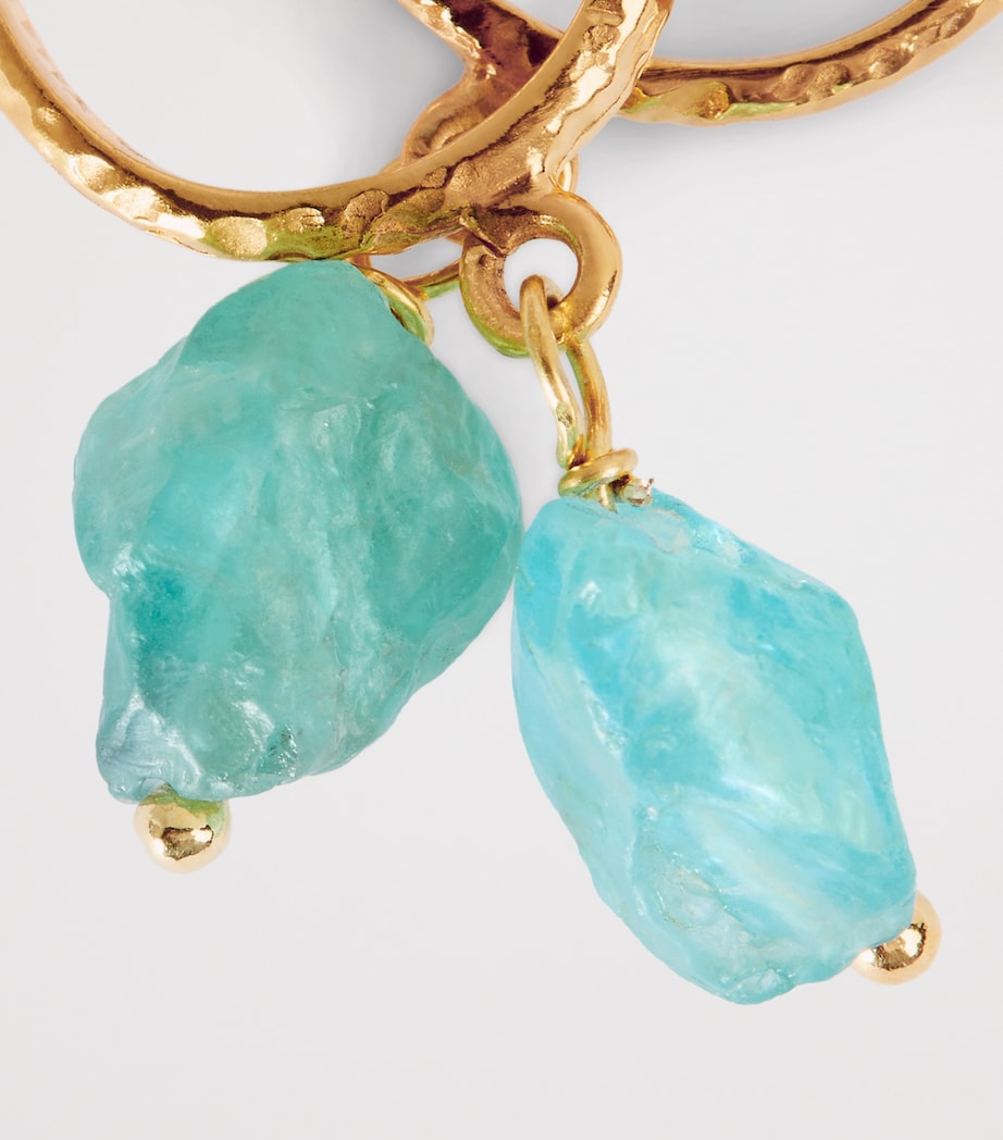 Gold-Plated and Apatite Fystiki Hoop Earrings TEAL Image 5