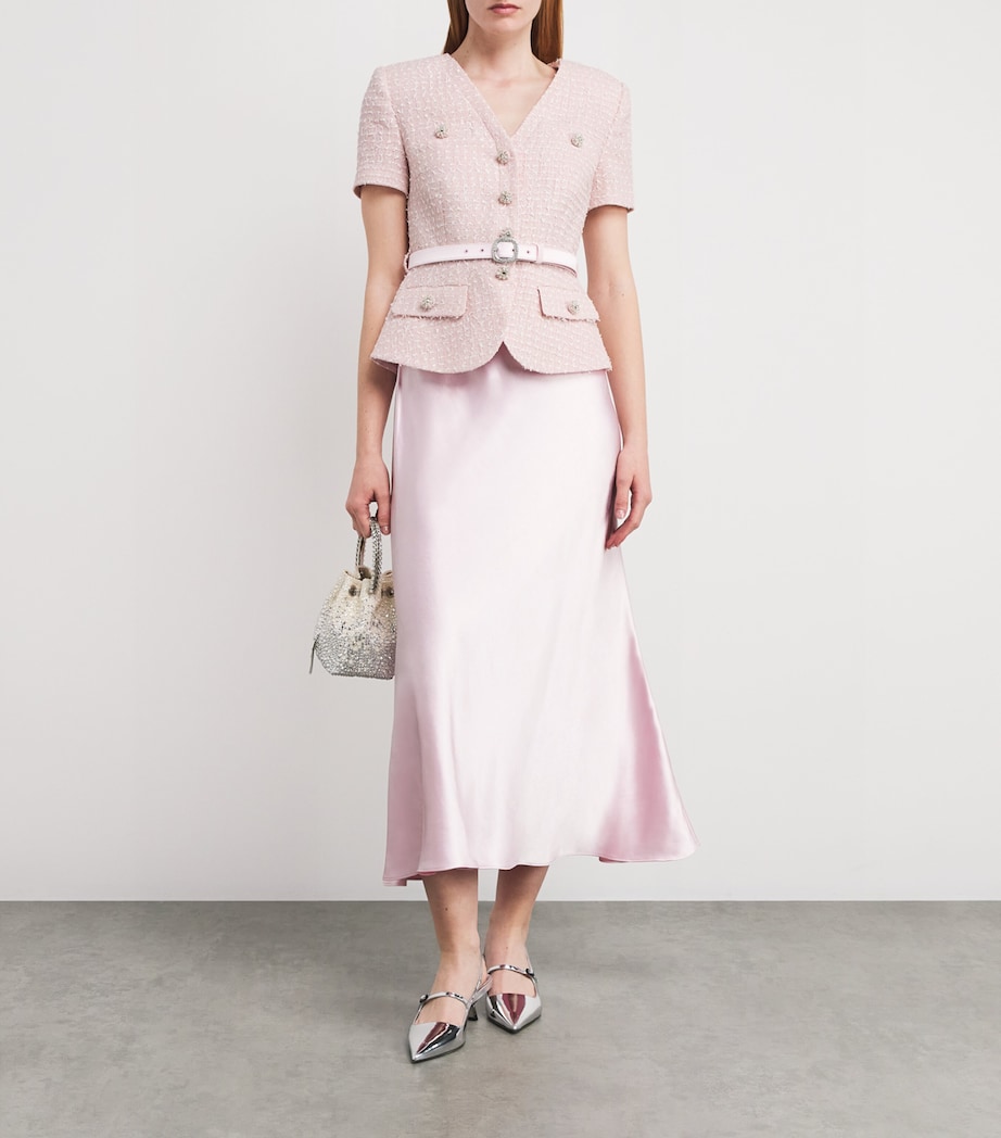 Sequin Bouclé Chiffon Midi Dress PINK Image 2