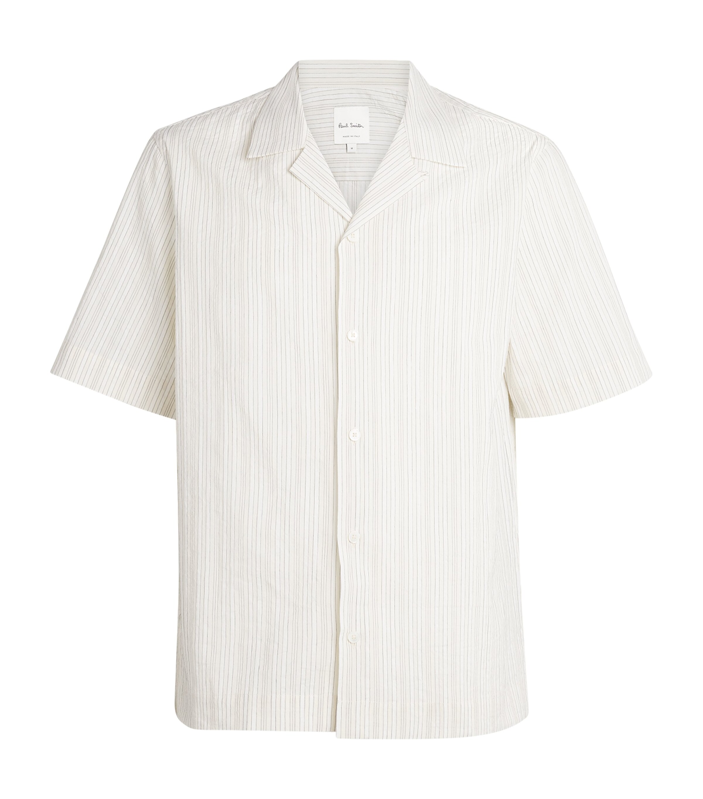 Paul Smith Mens Cotton-Linen Stripe Shirt White Image 1