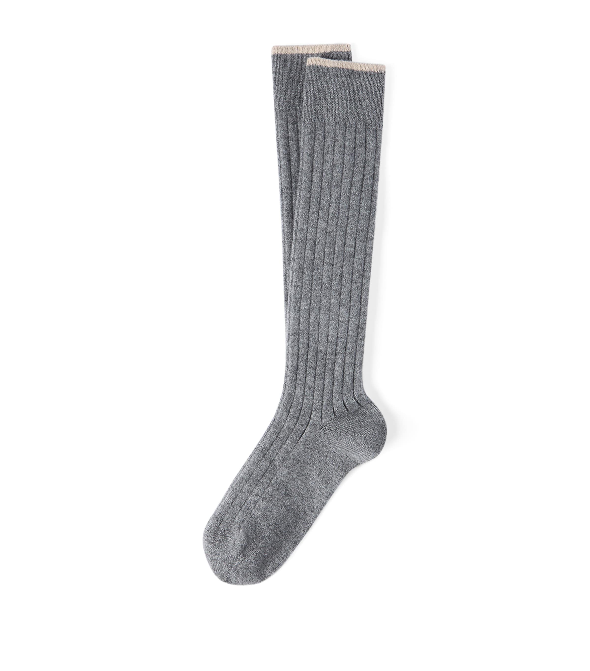 Brunello Cucinelli Mens Cashmere Ribbed Socks Image 1