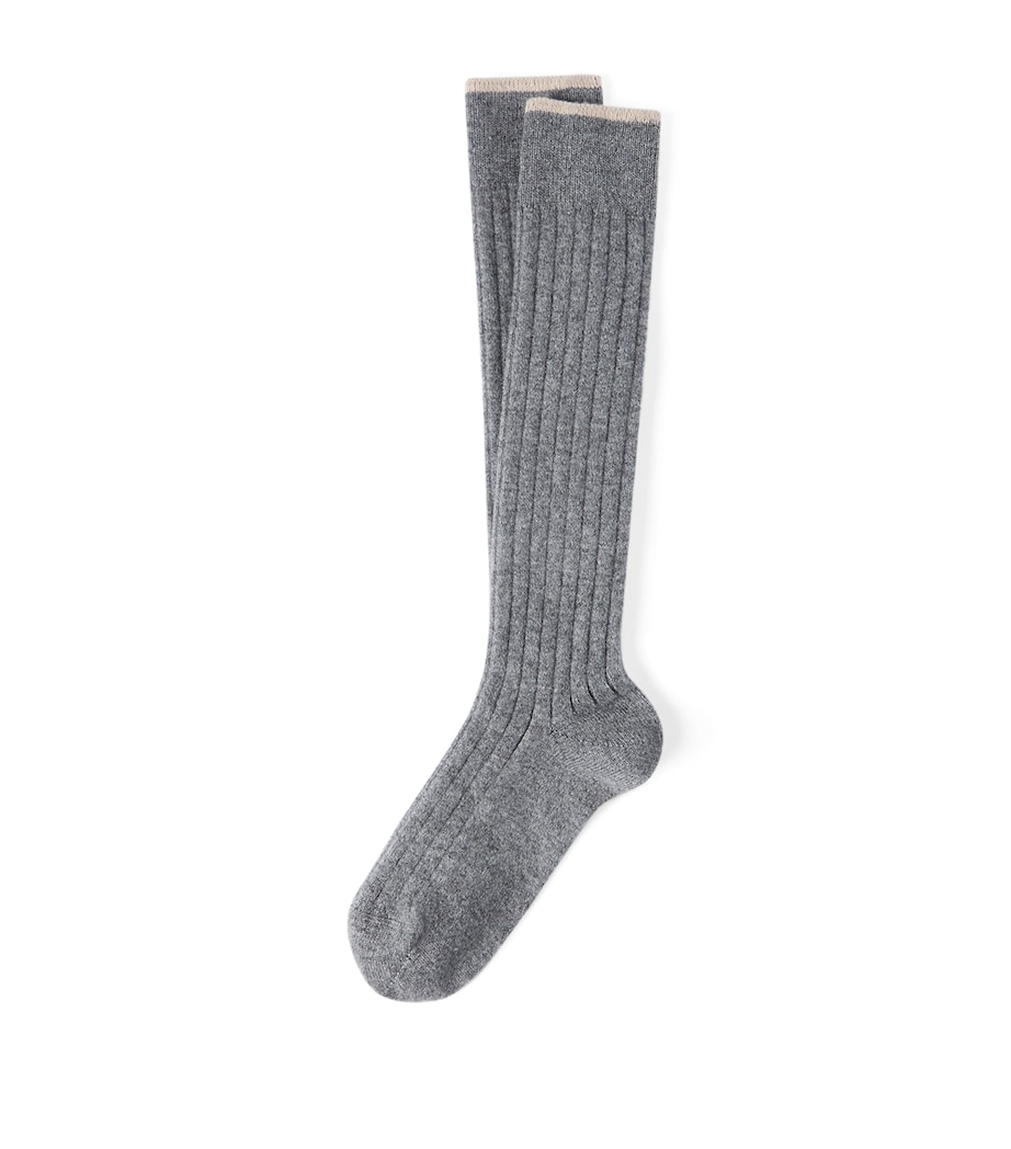 Brunello Cucinelli Mens Cashmere Ribbed Socks Image 1
