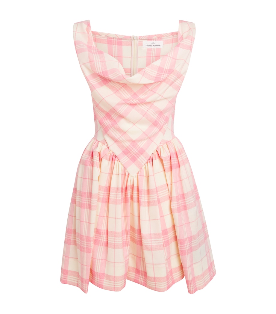 Vivienne Westwood Womens Wool-Blend Tartan Sunday Mini Dress Ivory/pink Image 1