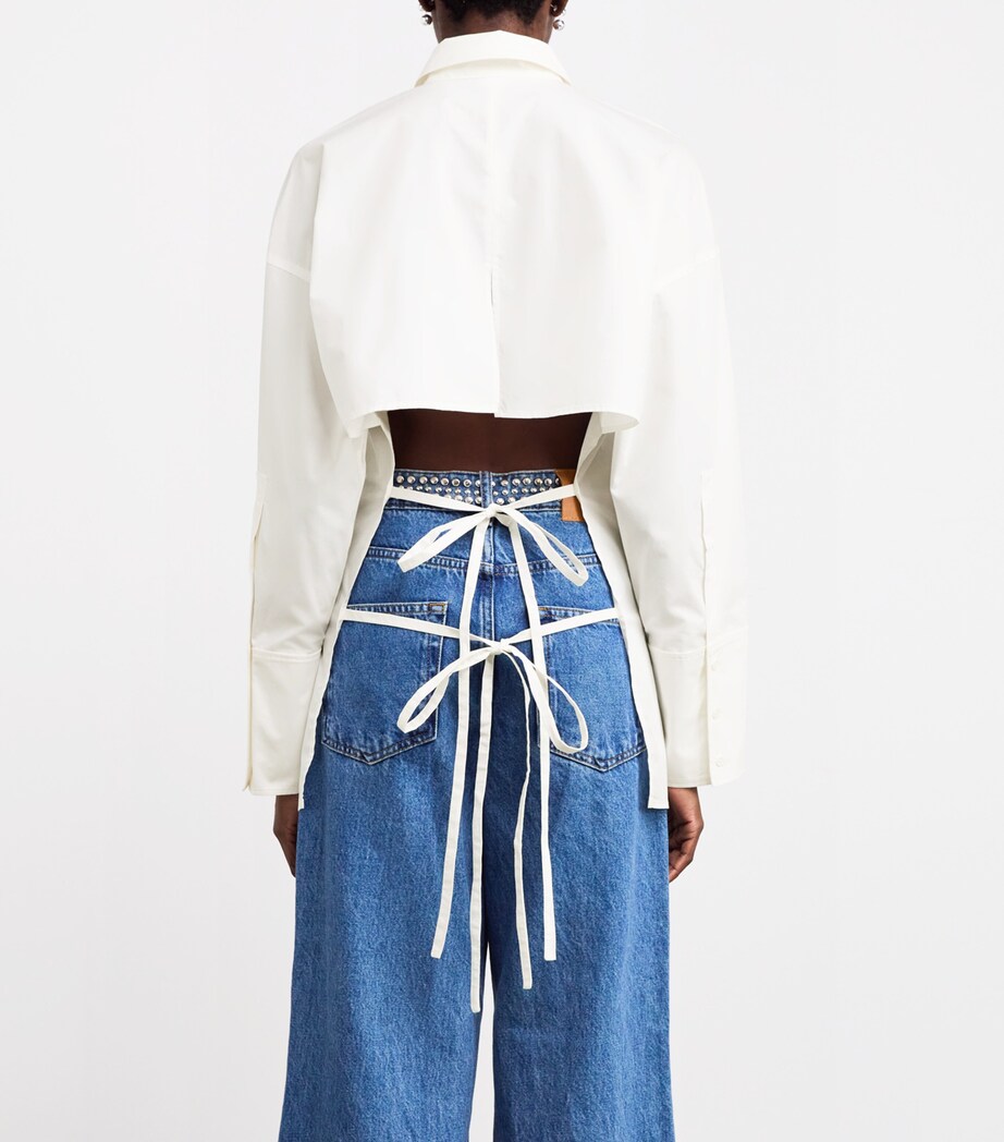 Cotton Open-Back Shirt POPELINE WHTE Image 4