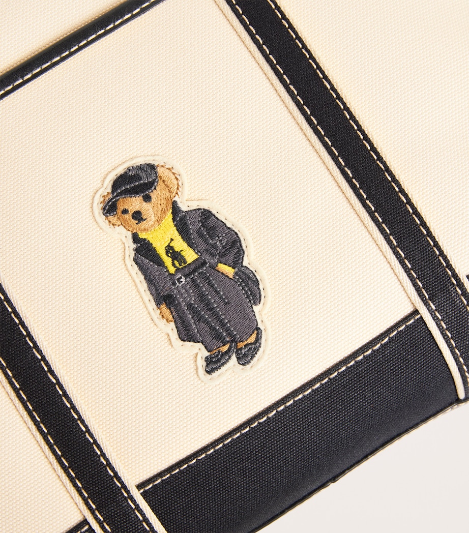Small Canvas Polo Bear Tote Bag ECRU/BLACK Image 6