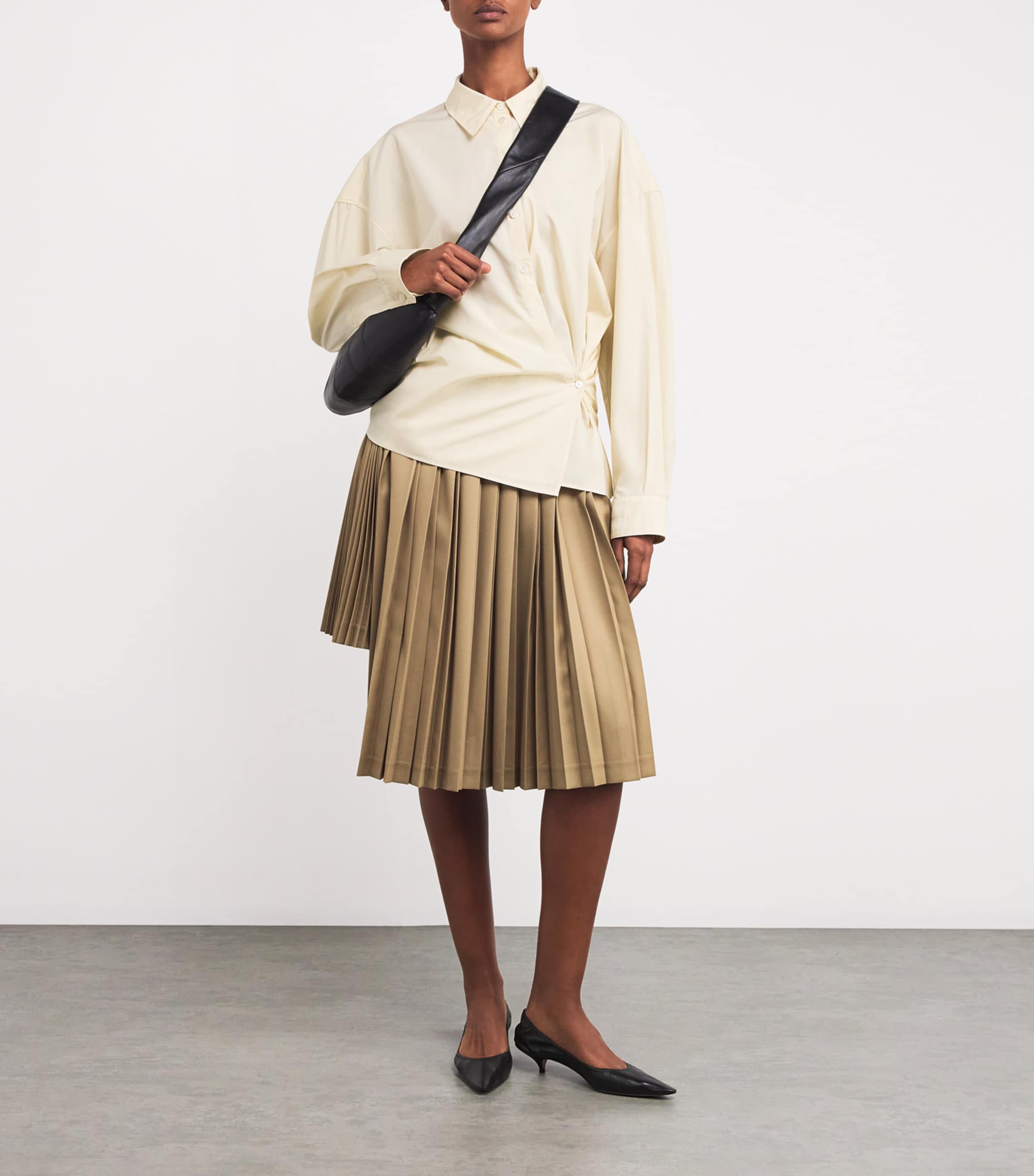 Lemaire Womens Straight-Collar Twisted Shirt Cream Image 2