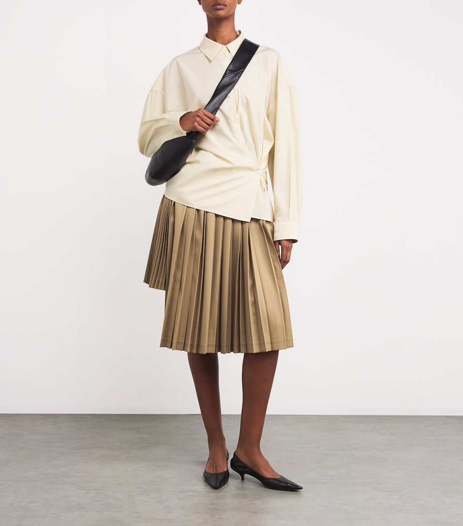 Lemaire Womens Straight-Collar Twisted Shirt Cream Image 2